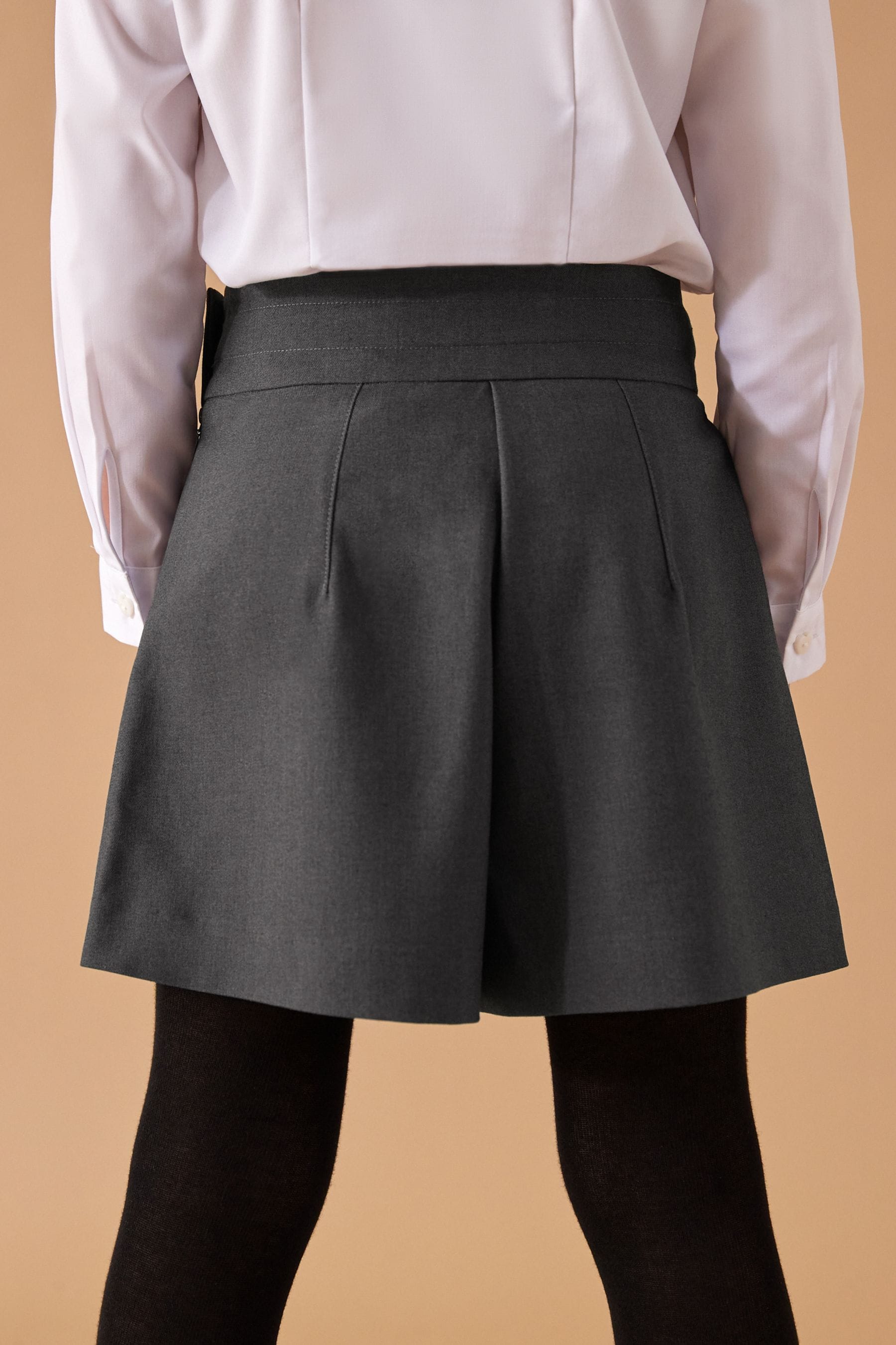 Grey High Waisted School Shorts (3-16yrs)