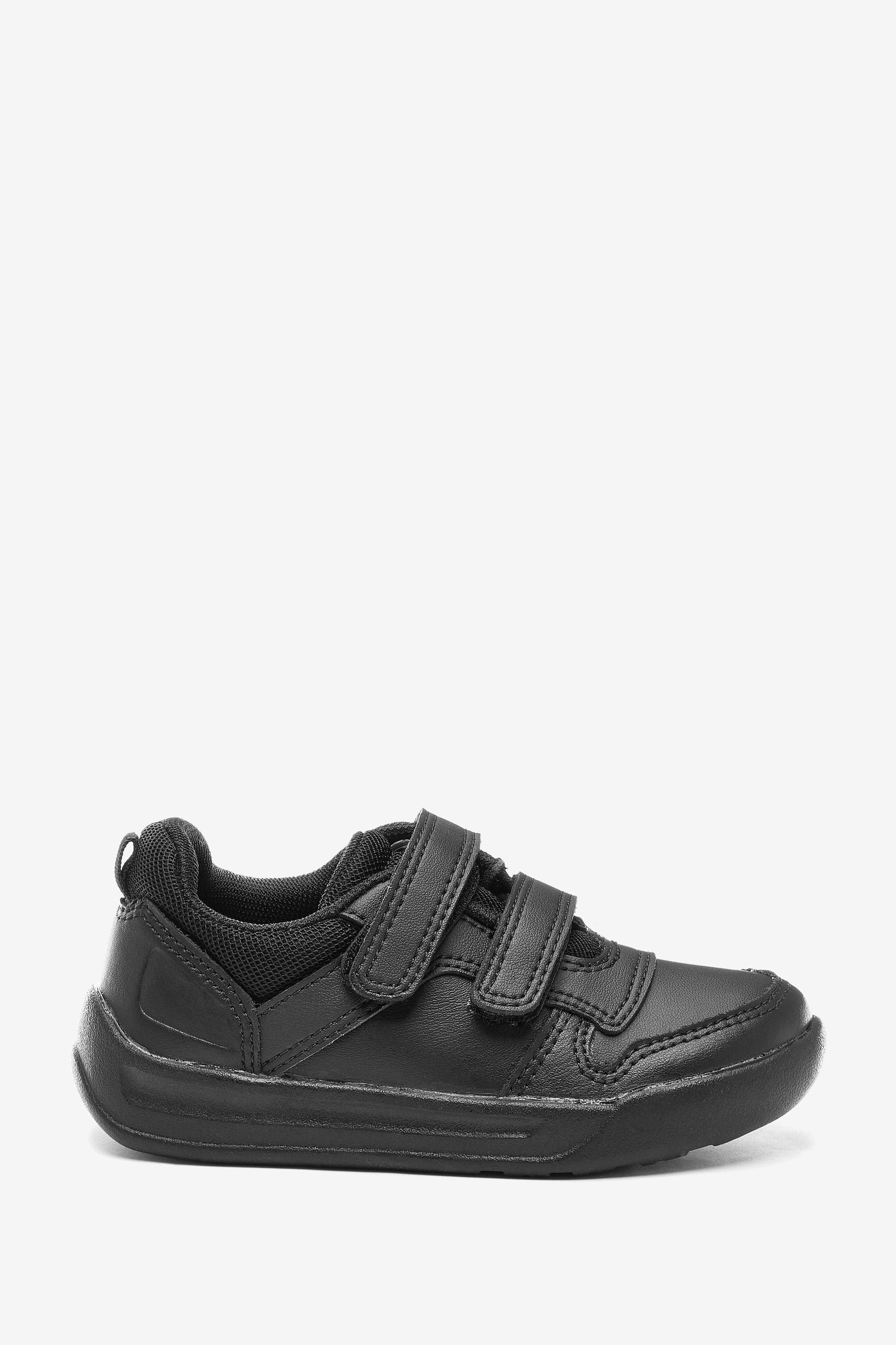 Black Standard Fit (F) Double Strap Touch Fastening School Trainers