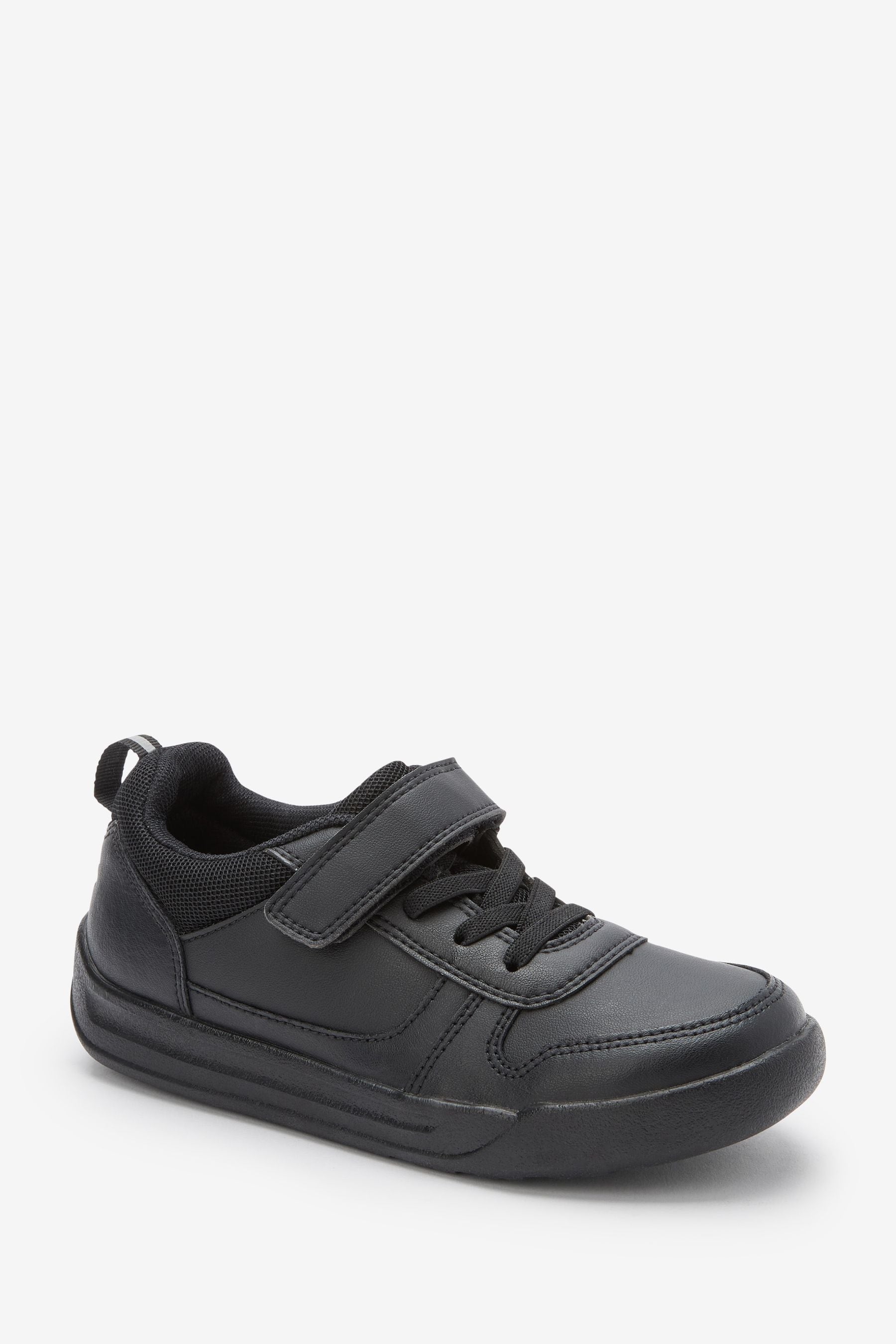 Black Standard Fit (F) Elastic Lace School Trainers