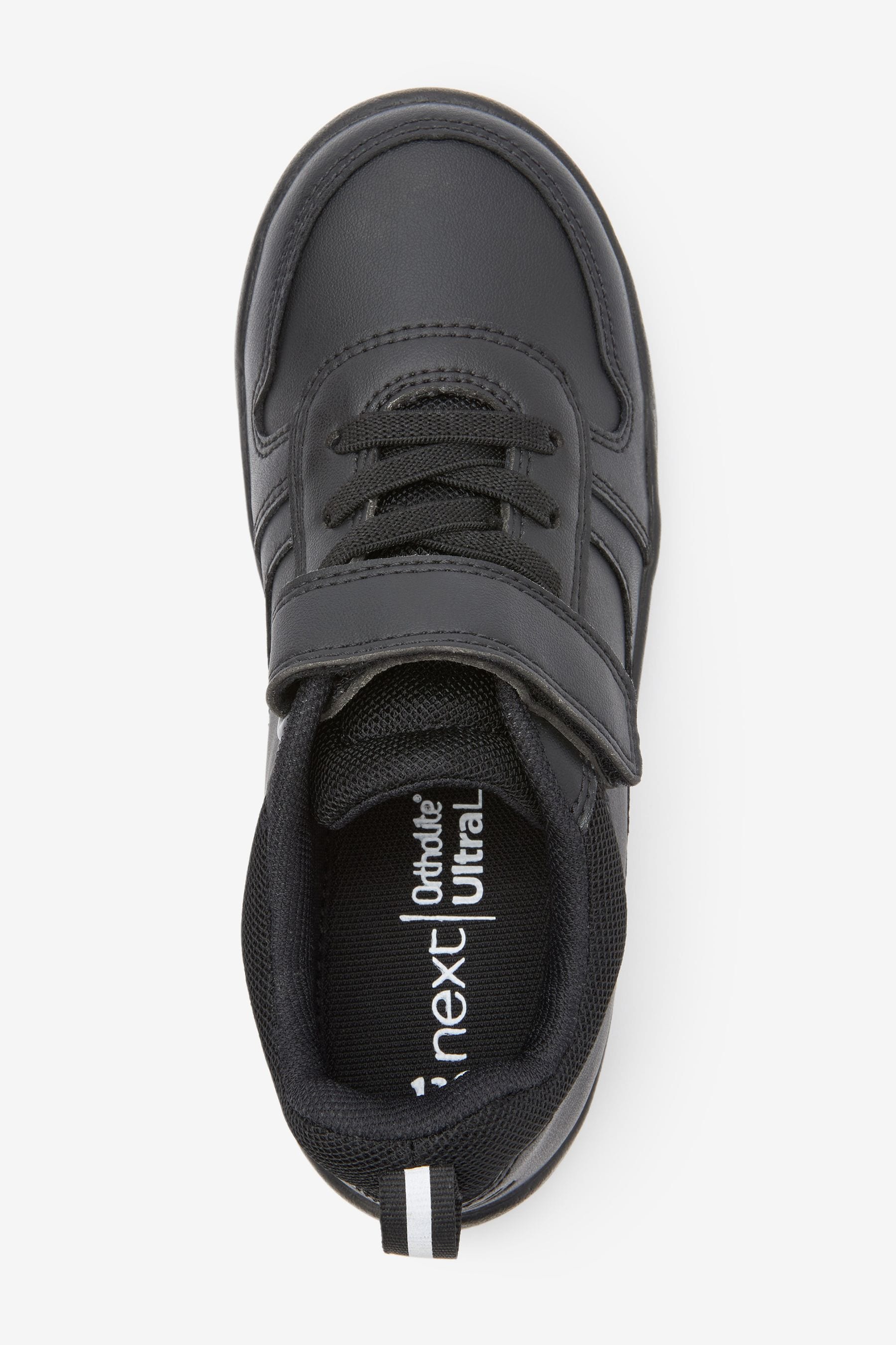 Black Standard Fit (F) Elastic Lace School Trainers