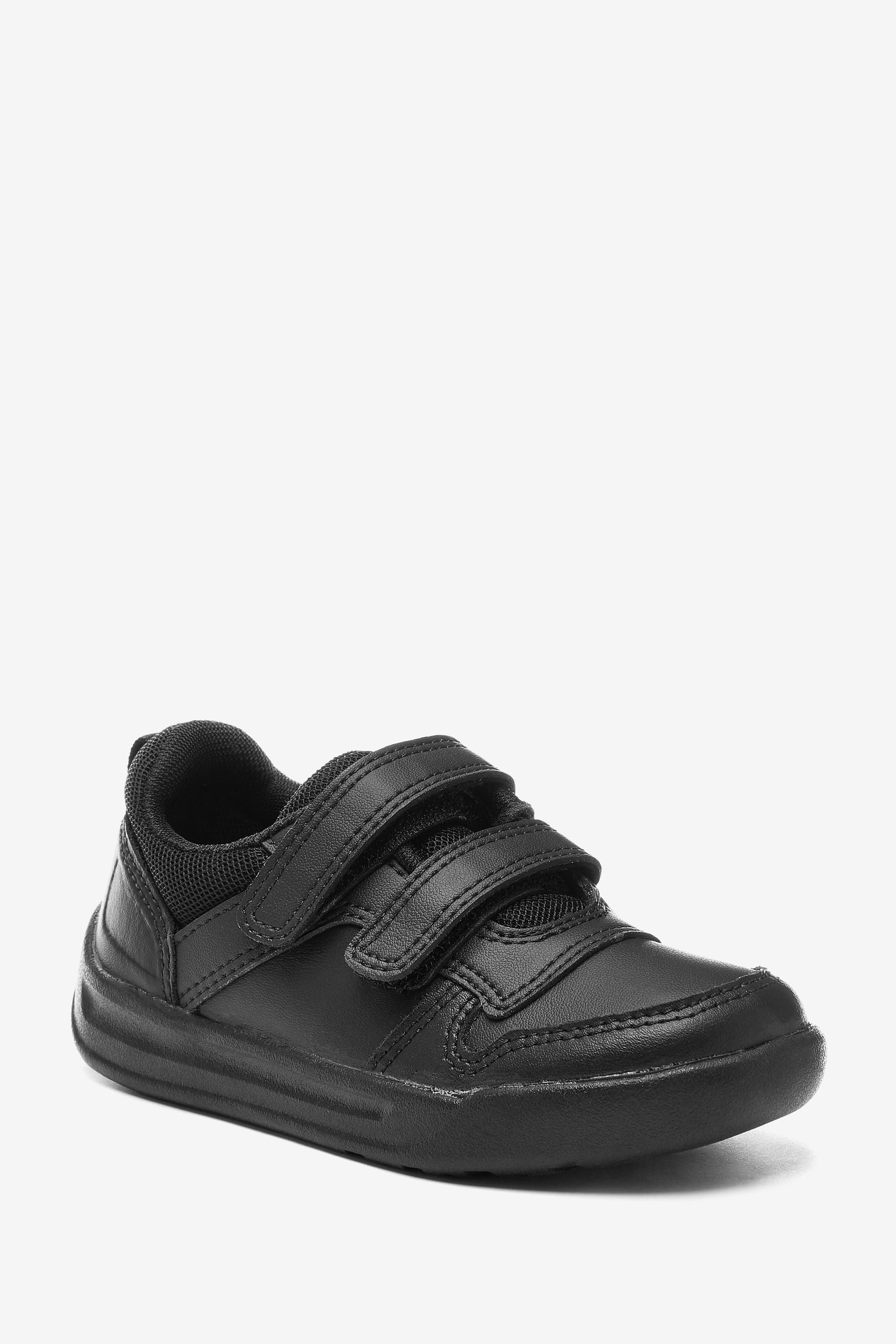 Black Strap Touch Fasten Wide Fit (G) Double Strap Touch Fastening School Trainers