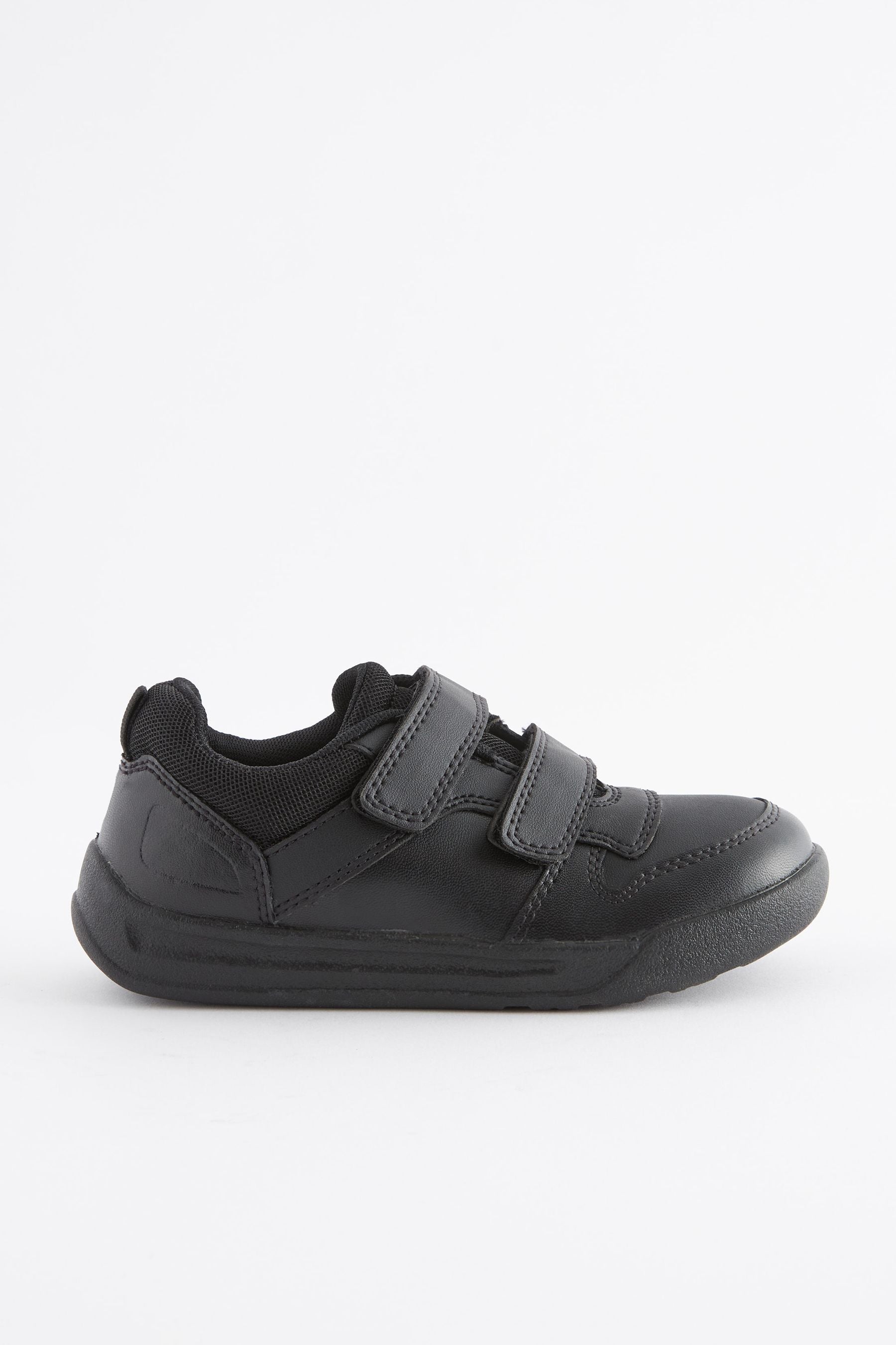 Black Strap Touch Fasten Wide Fit (G) Double Strap Touch Fastening School Trainers