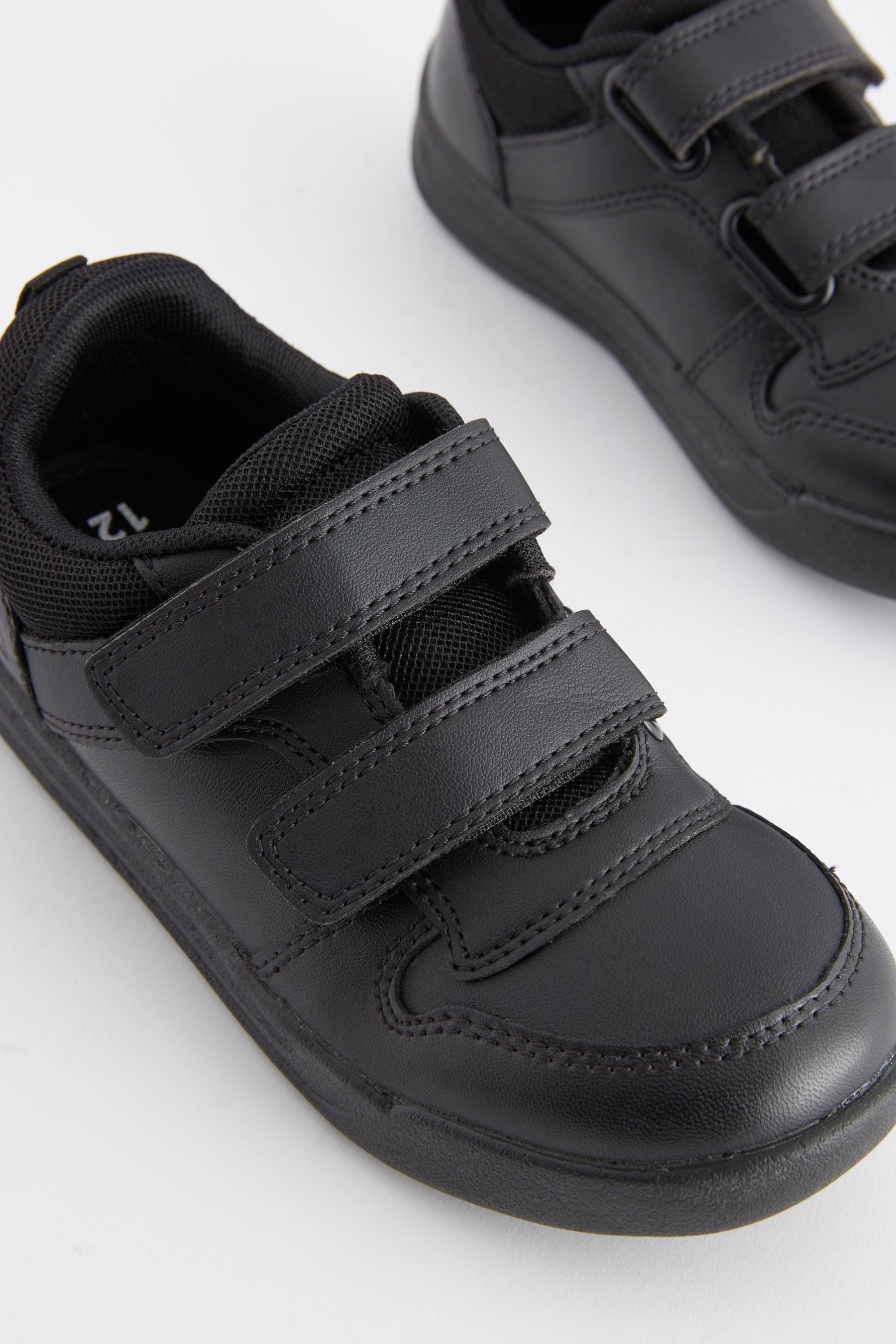 Black Strap Touch Fasten Extra Wide Fit (H) Double Strap Touch Fastening School Trainers