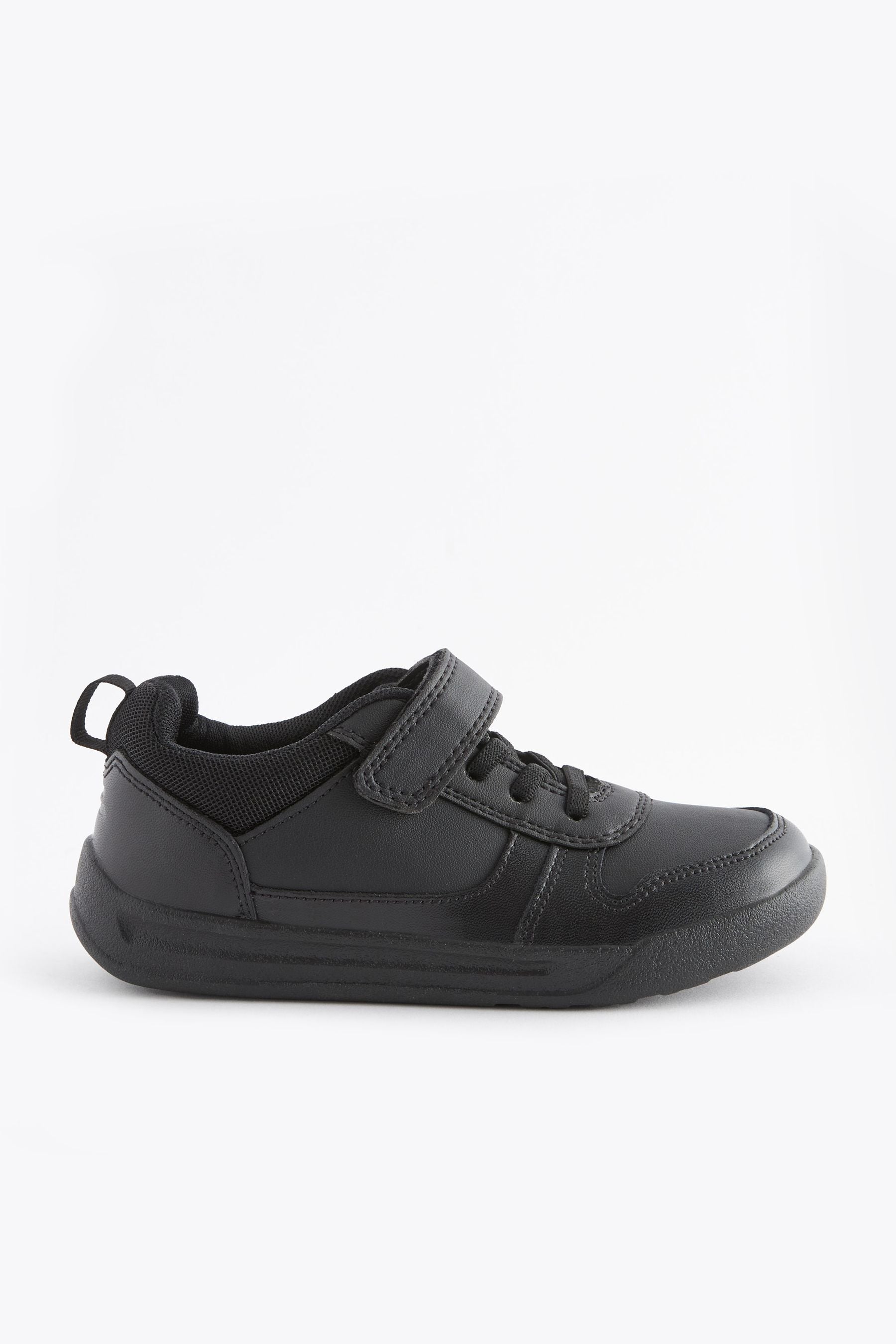 Black Wide Fit (G) Elastic Lace School Trainers