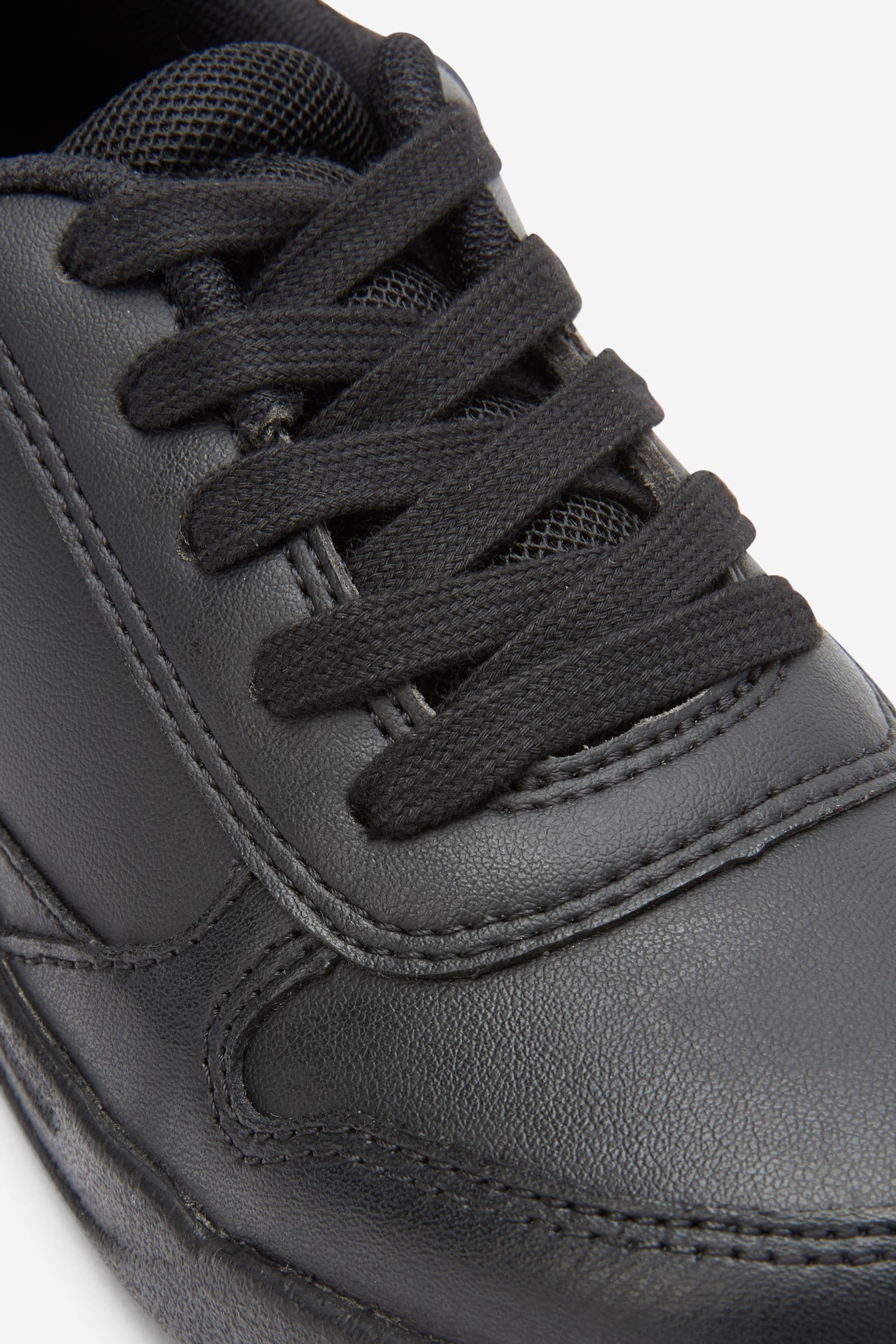 Black Wide Fit (G) Lace-Up School Trainers