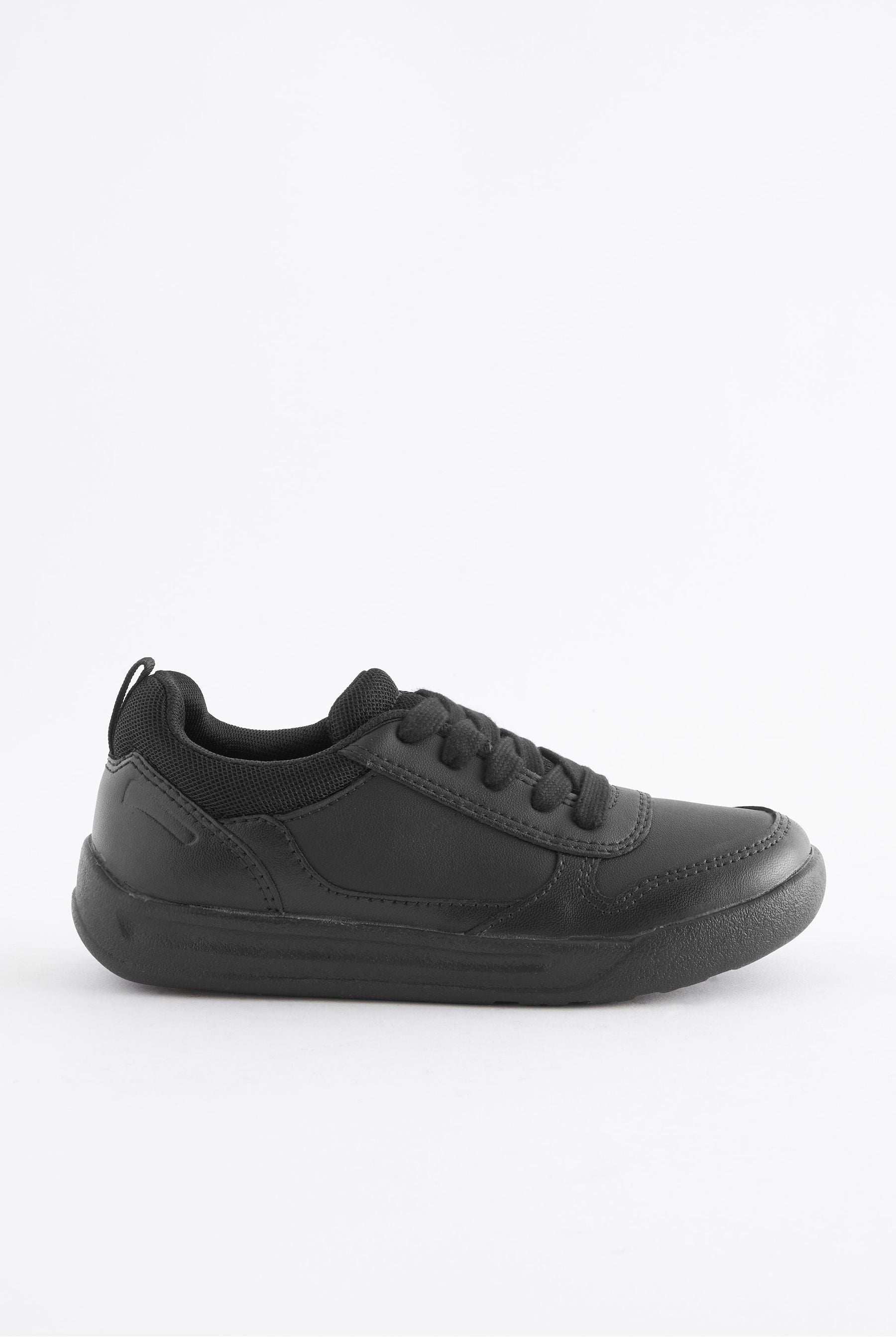 Black Wide Fit (G) Lace-Up School Trainers