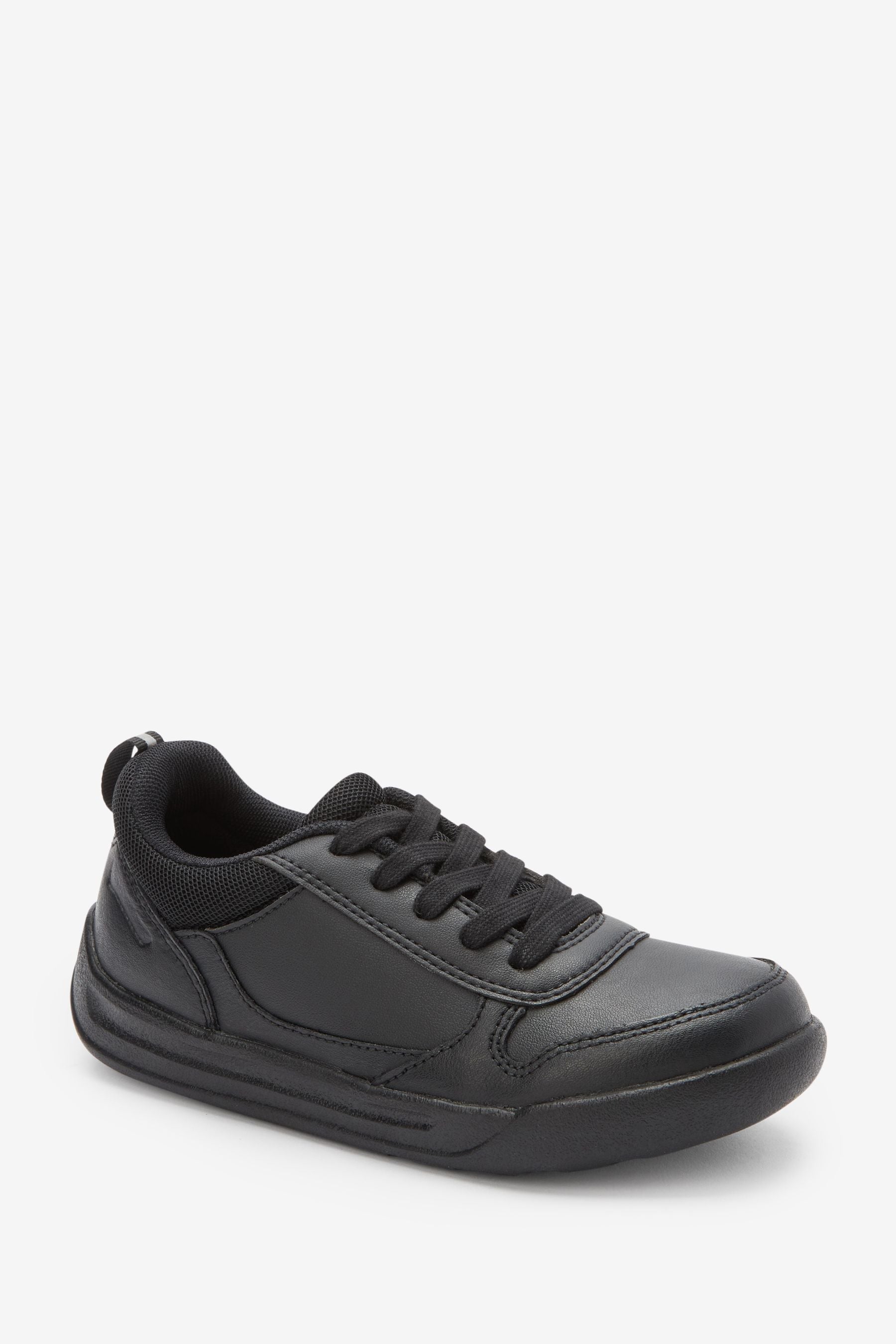 Black Wide Fit (G) Lace-Up School Trainers