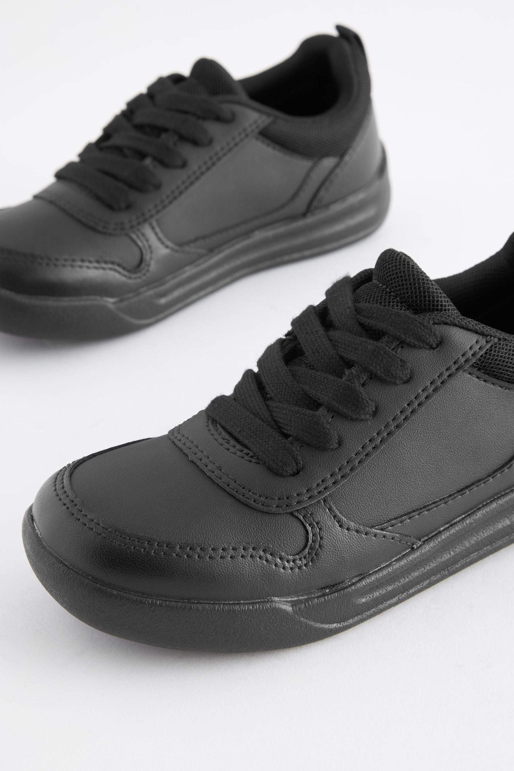 Black Wide Fit (G) Lace-Up School Trainers