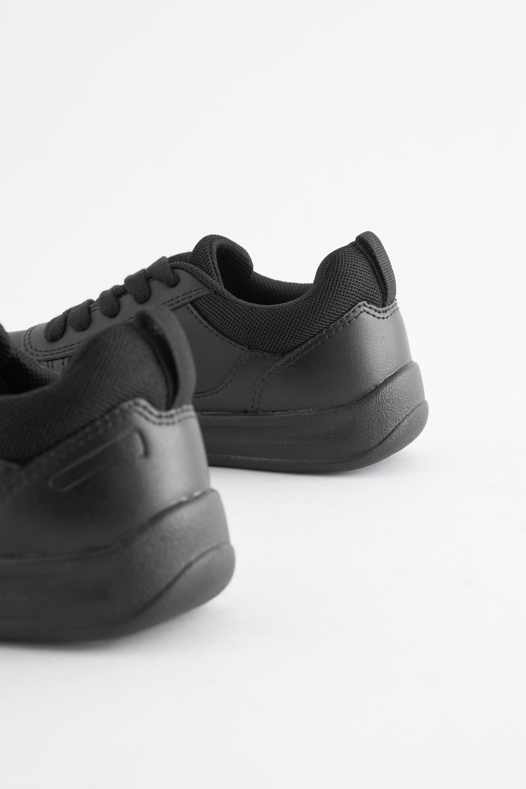 Black Wide Fit (G) Lace-Up School Trainers