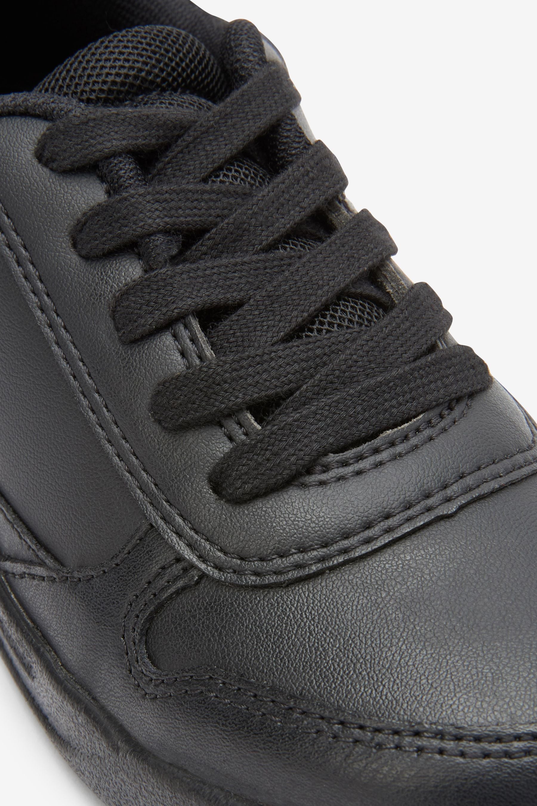 Black Extra Wide Fit (H) Lace-Up School Trainers