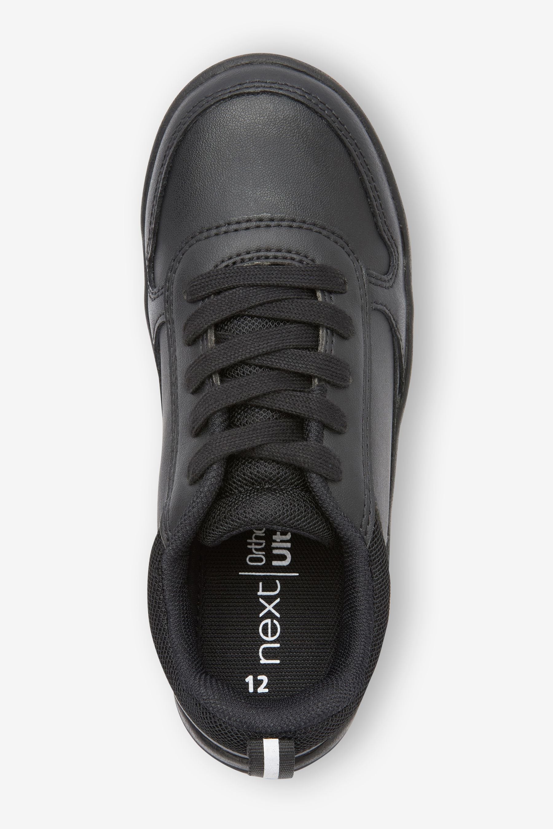 Black Extra Wide Fit (H) Lace-Up School Trainers