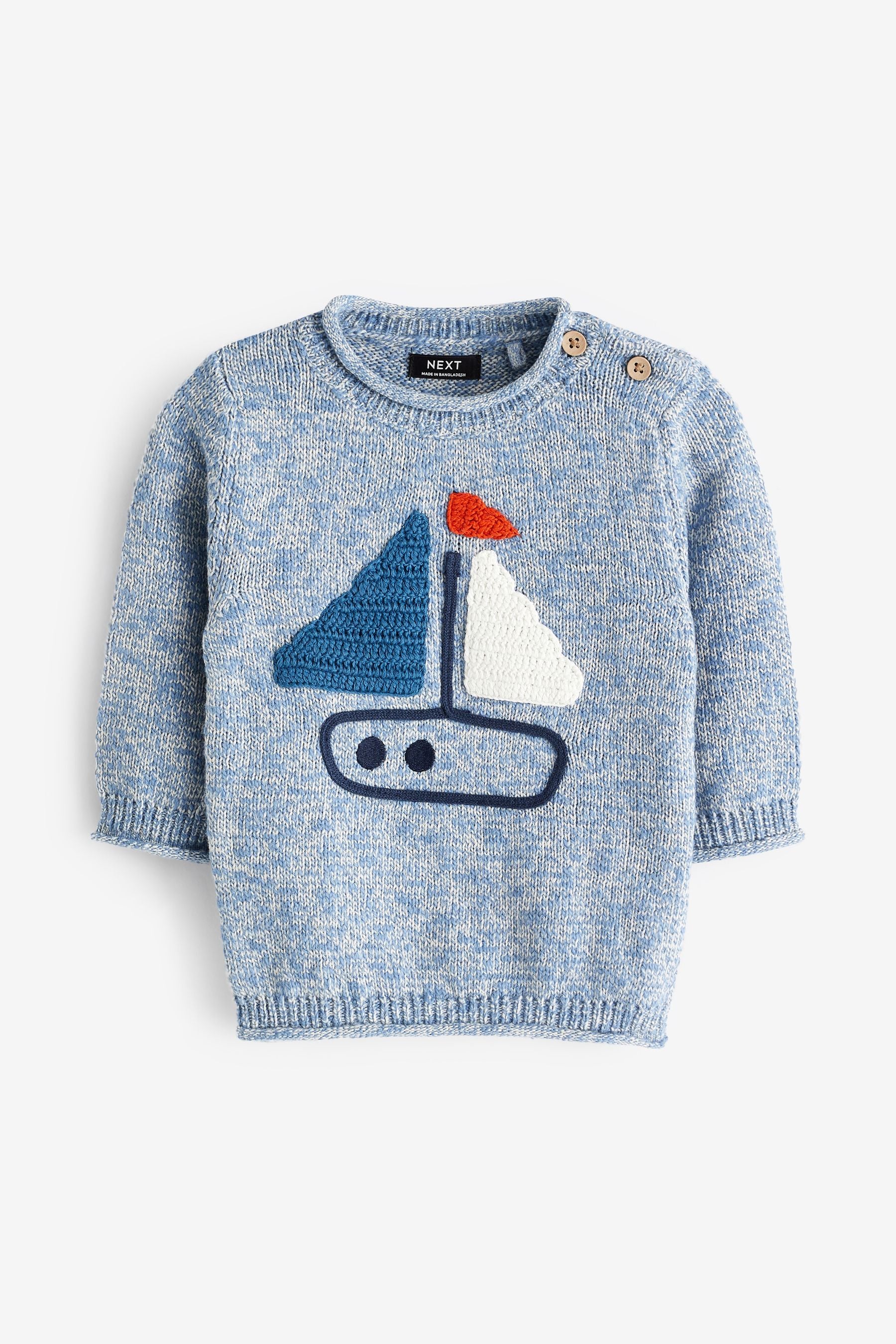 Blue Character Boat Knit Crew Jumper (3mths-7yrs)