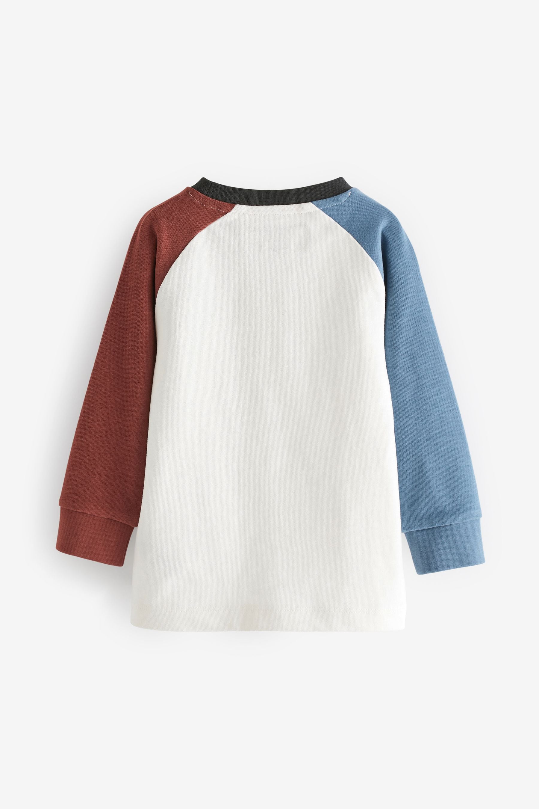 White/Blue/Brown Cosy Colourblock Long Sleeve T-Shirt (3mths-7yrs)