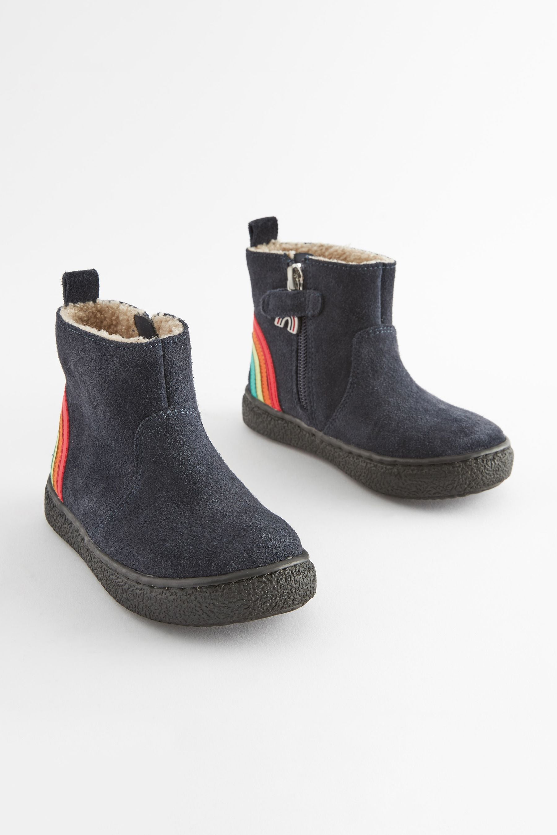 Navy Rainbow Wide Fit (G) Suede Chelsea Boots