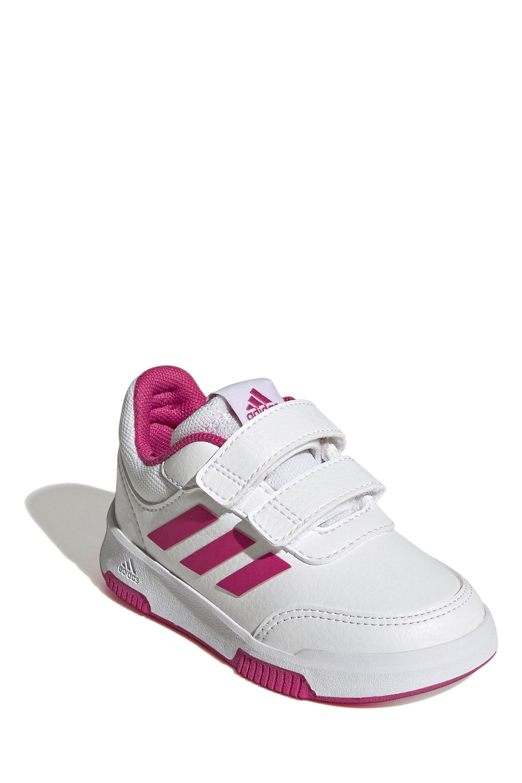 White/Pink adidas Tensaur Hook and Loop Shoes