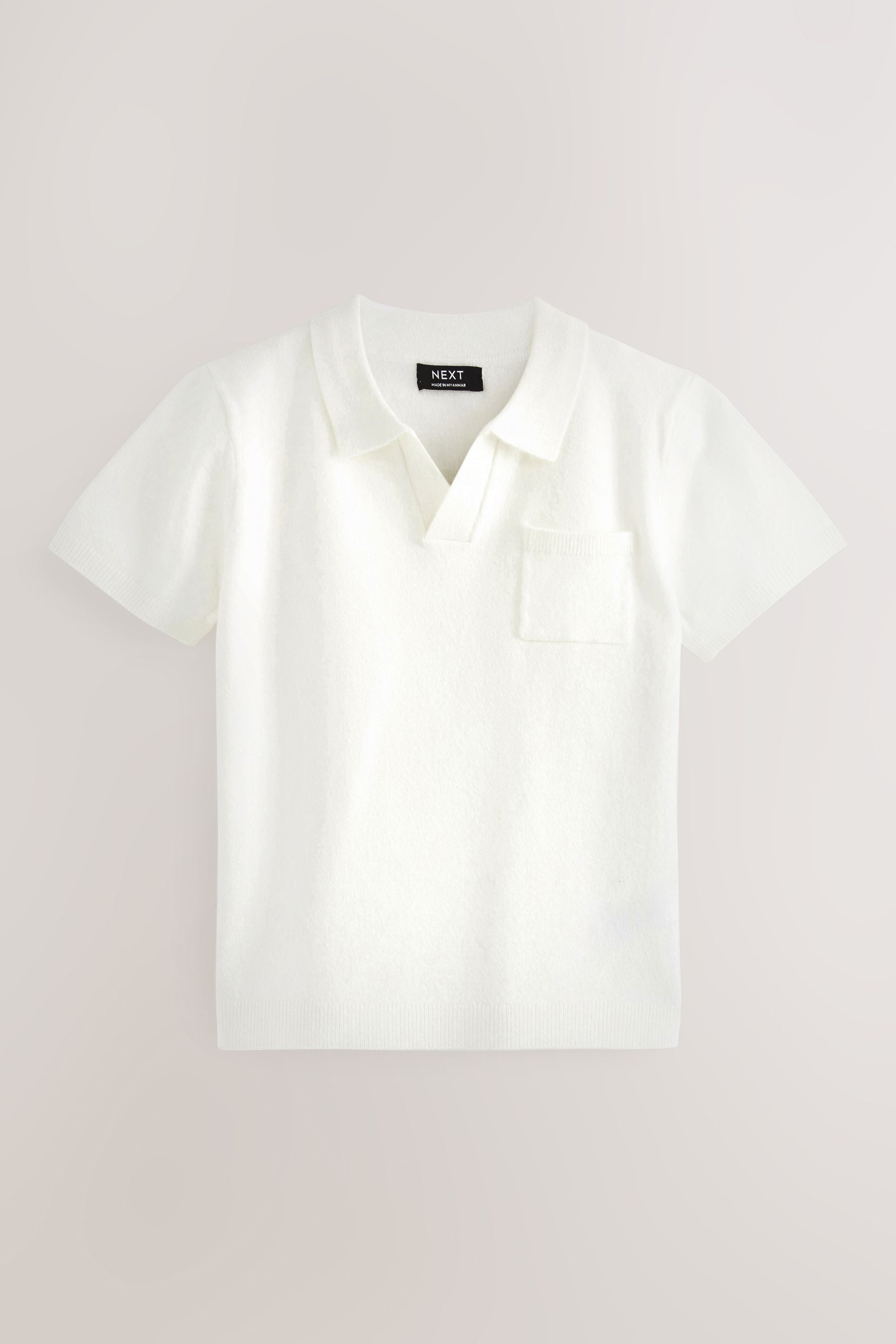 White Short Sleeve Trophy Neck Polo Shirt (3mths-7yrs)