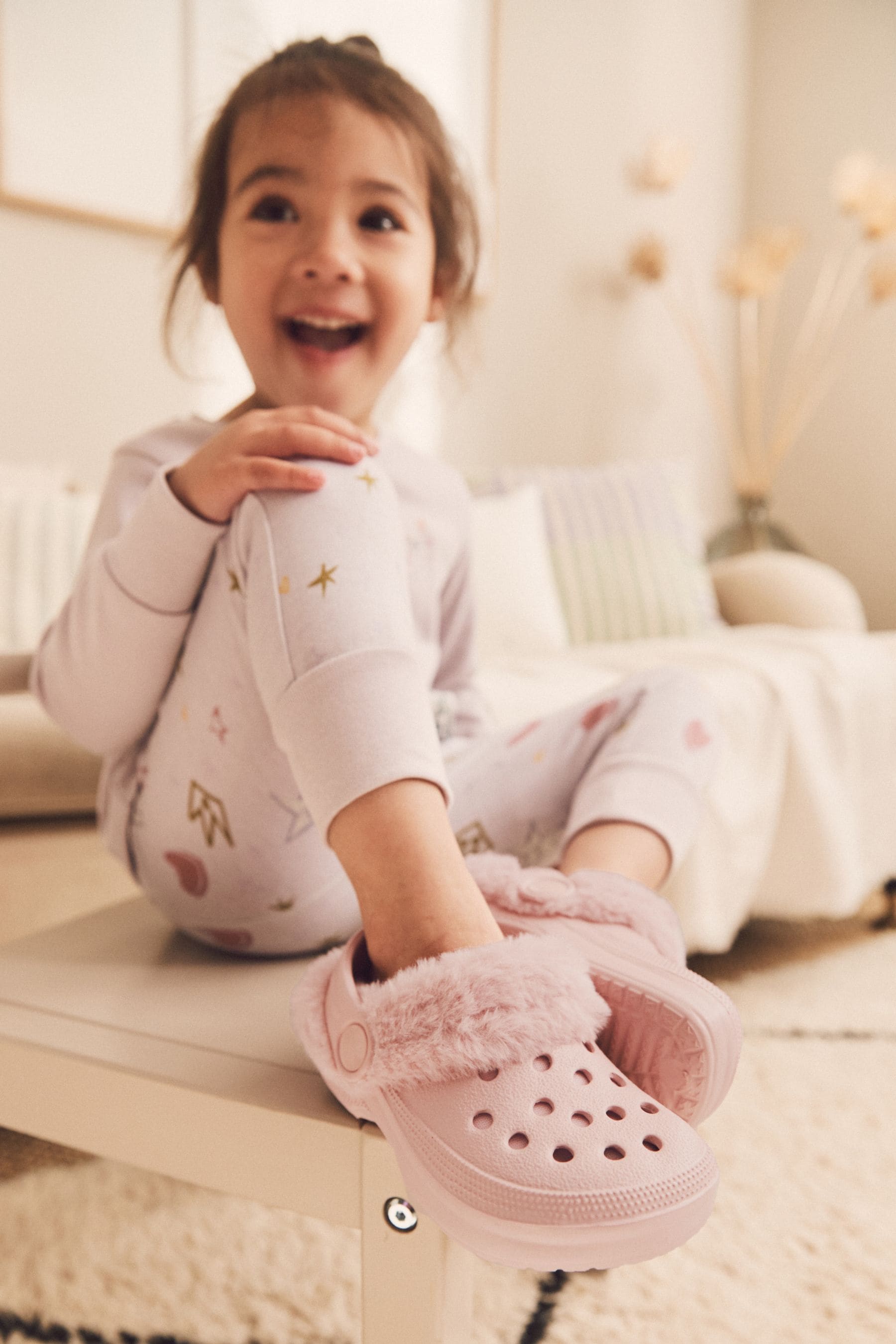 Pink Warm Lined Clog Slippers