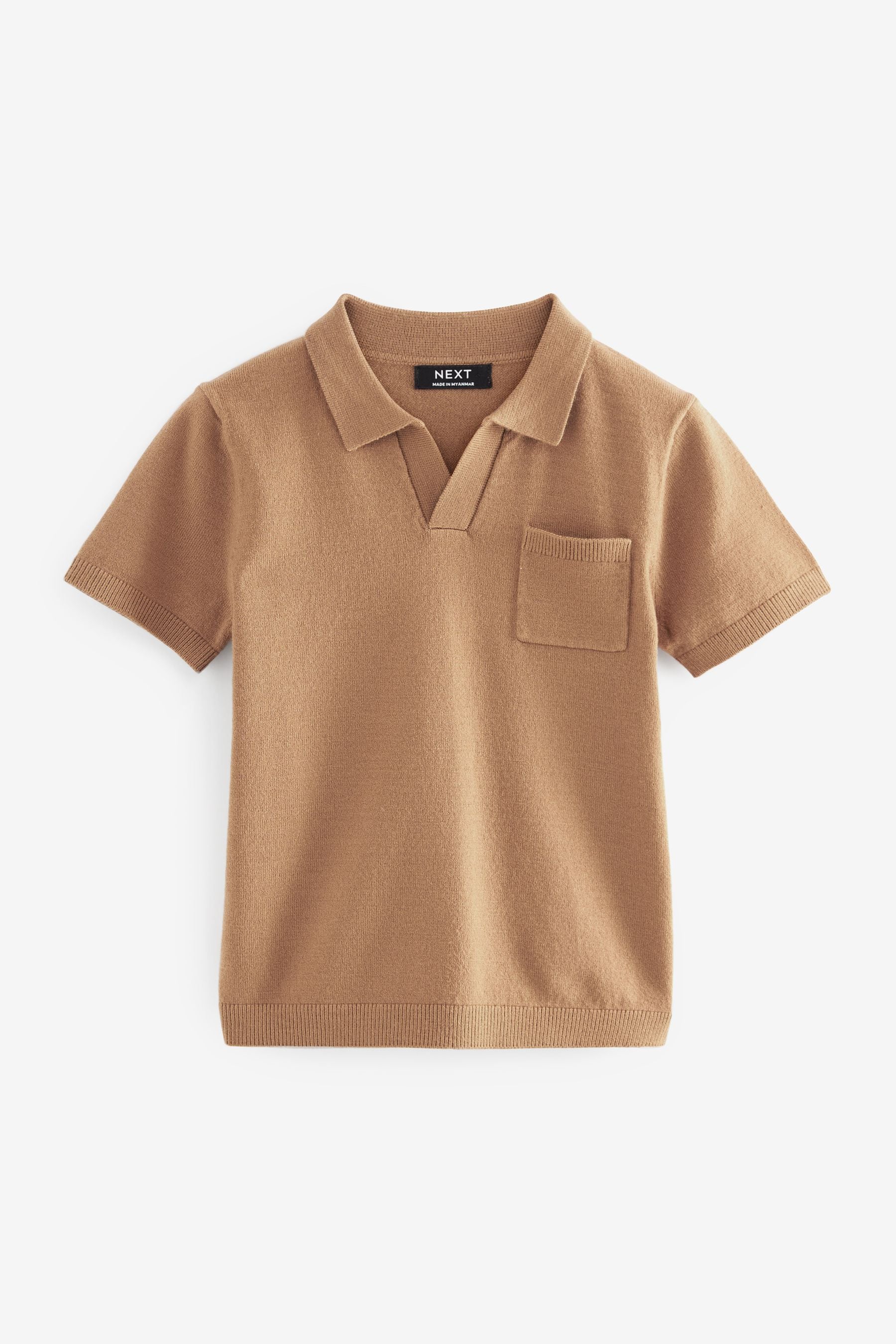 Tan Brown Short Sleeve Trophy Neck Polo Shirt (3mths-7yrs)