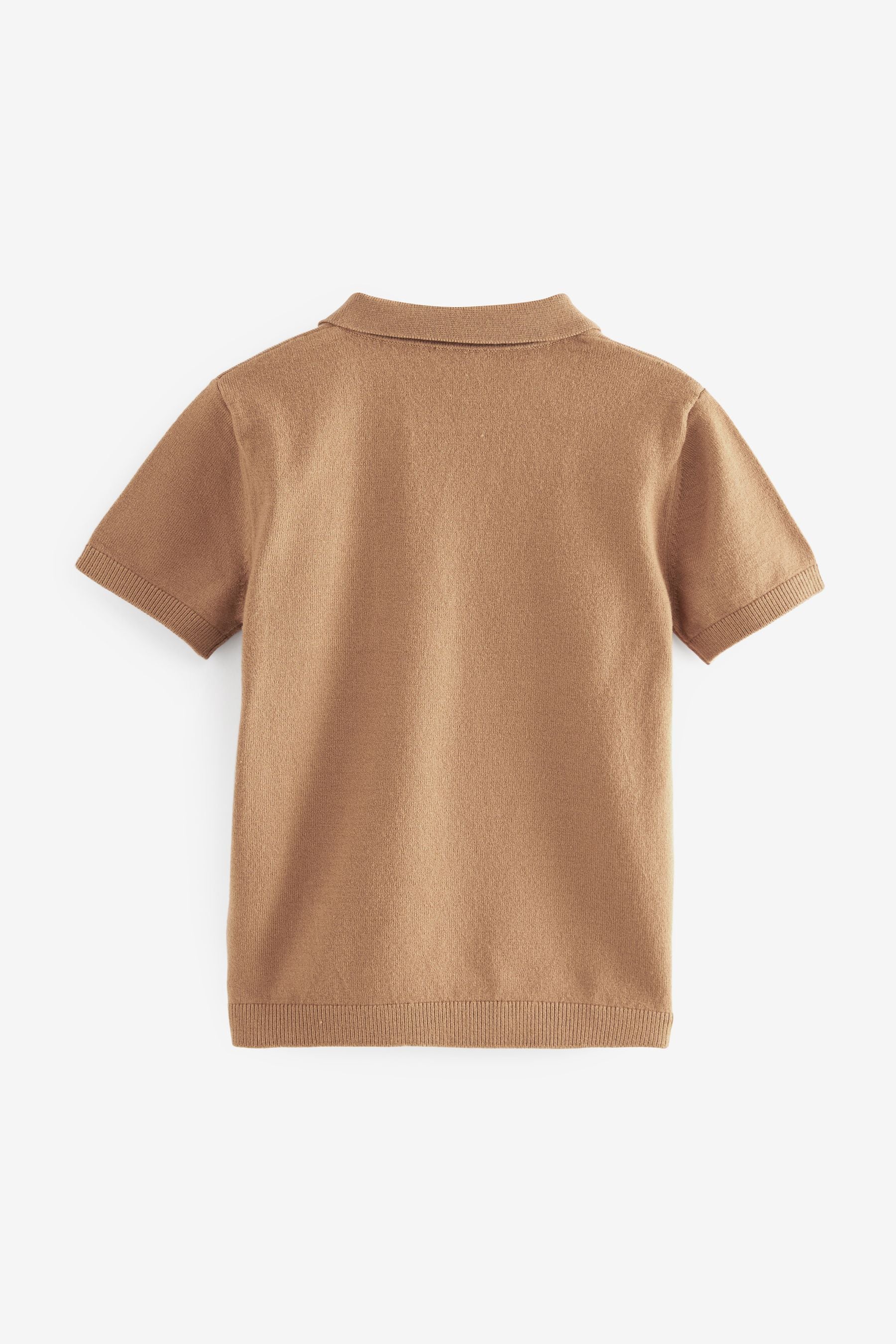 Tan Brown Short Sleeve Trophy Neck Polo Shirt (3mths-7yrs)