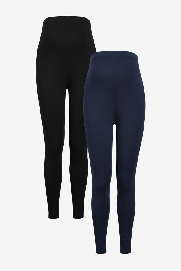 Black/Navy Blue Full Length Maternity Essential Leggings