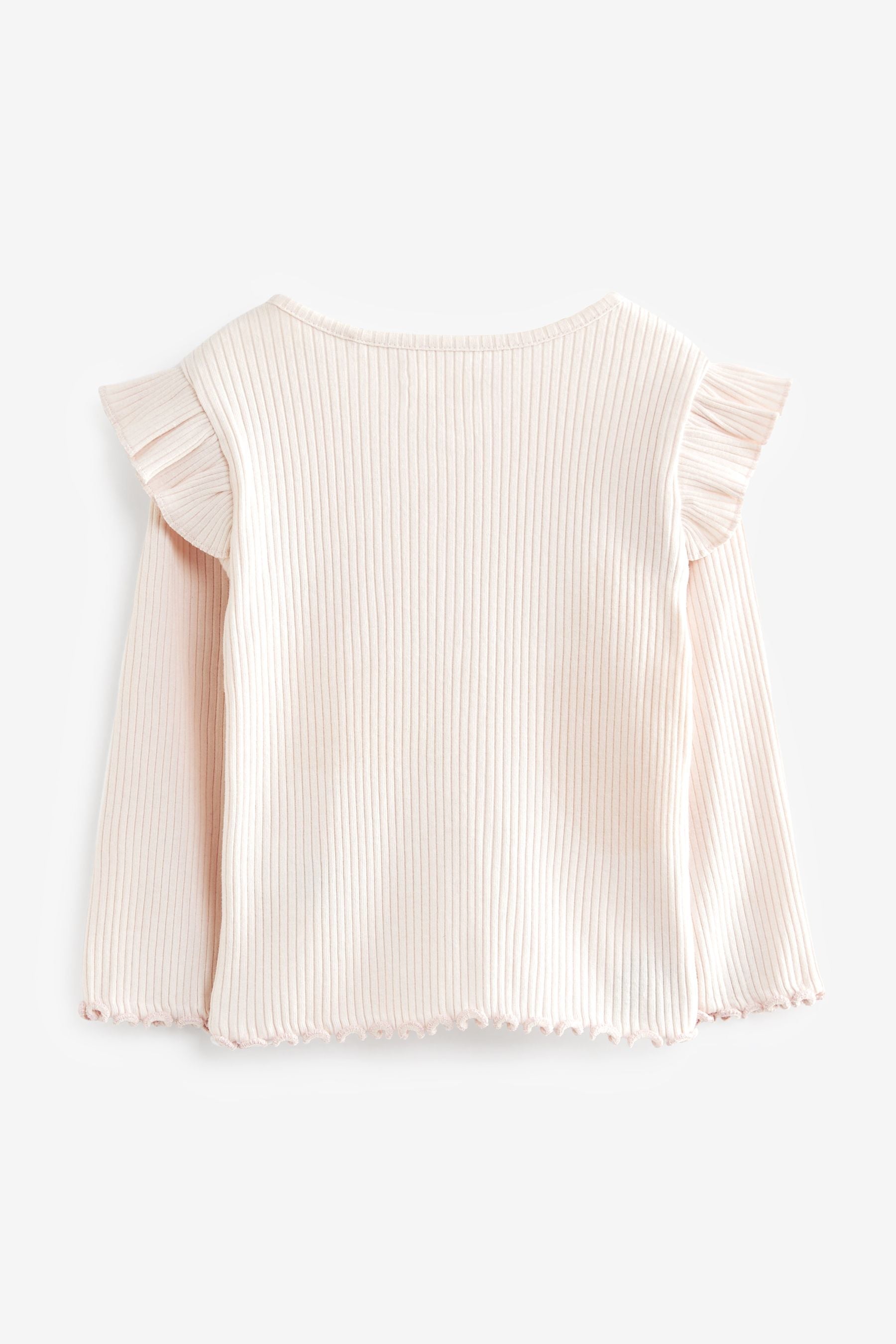 Pale Pink Long Sleeve Rib Wrap Top (3mths-7yrs)