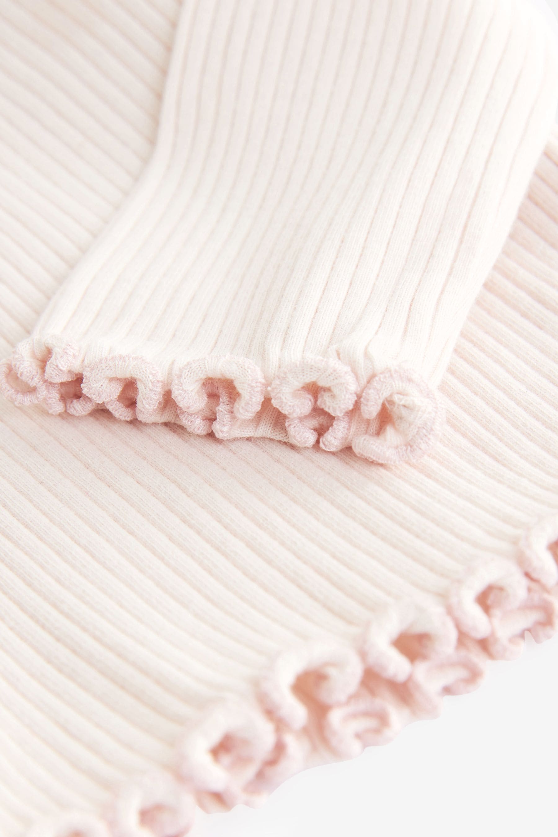 Pale Pink Long Sleeve Rib Wrap Top (3mths-7yrs)