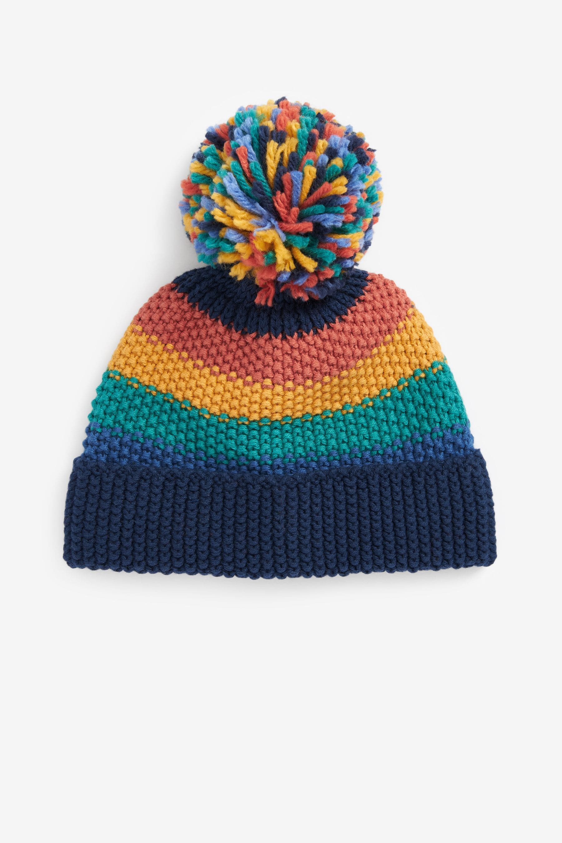 Rainbow Blue Baby Knitted Pom Hat (0mths-2yrs)