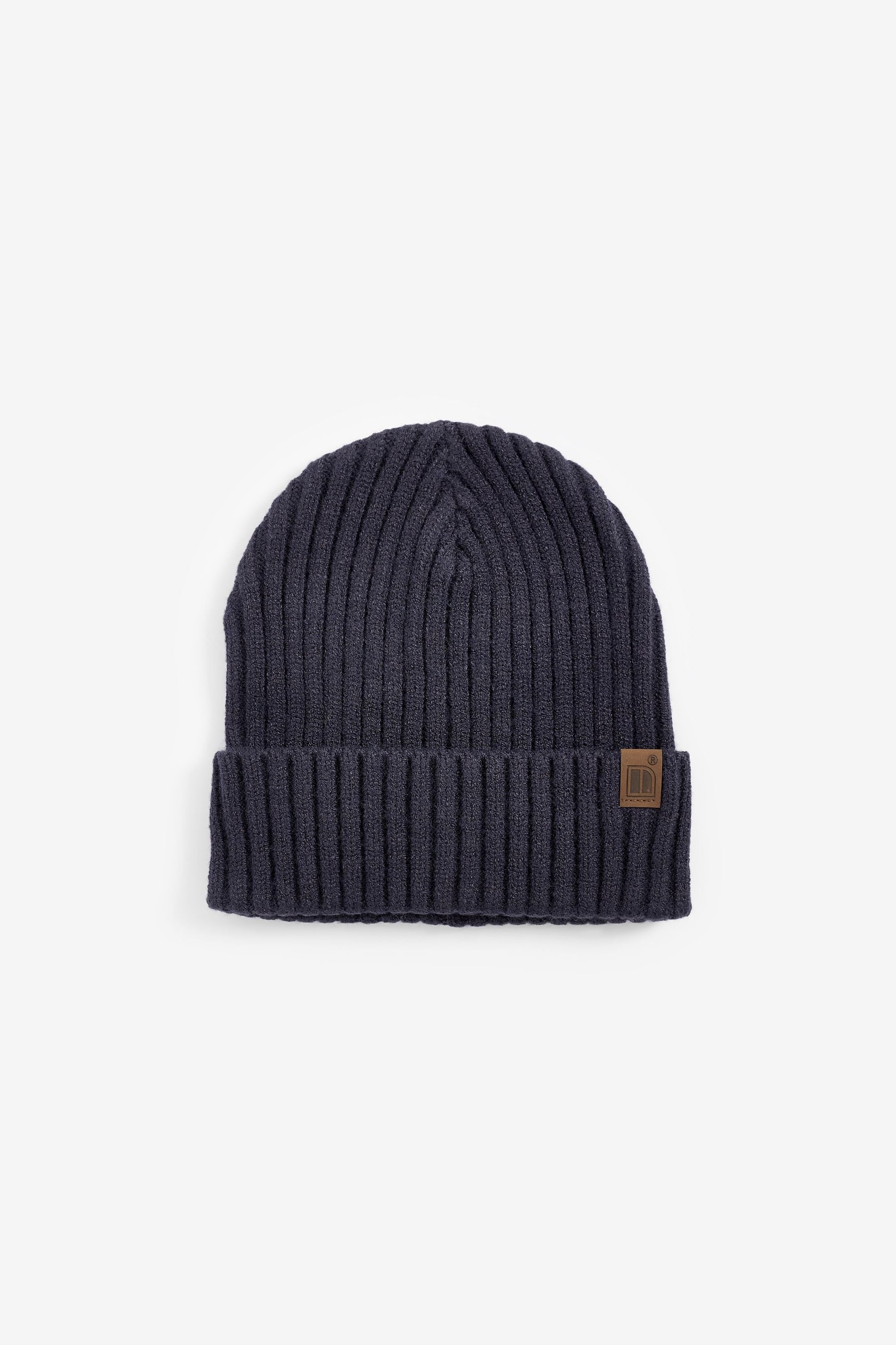 Navy Blue/Grey 3 Pack Knitted Ribbed Beanie Hats (1-16yrs)