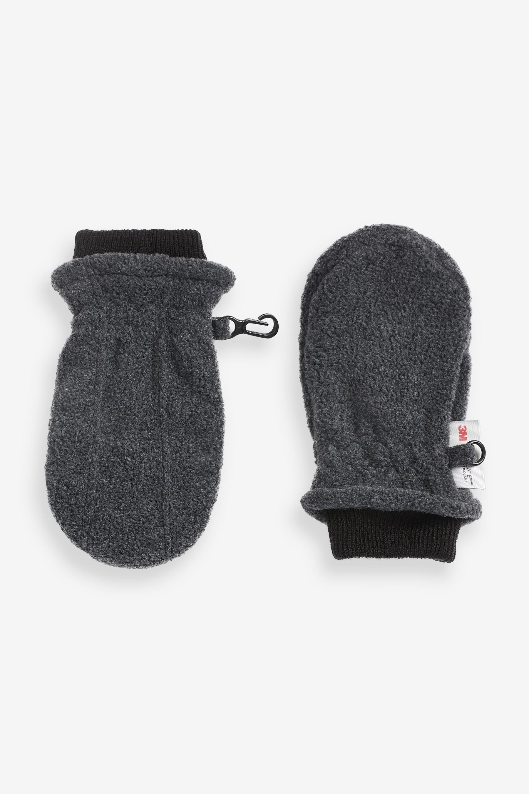 Charcoal Grey 2 Pack Fleece Mittens (3mths-6yrs)