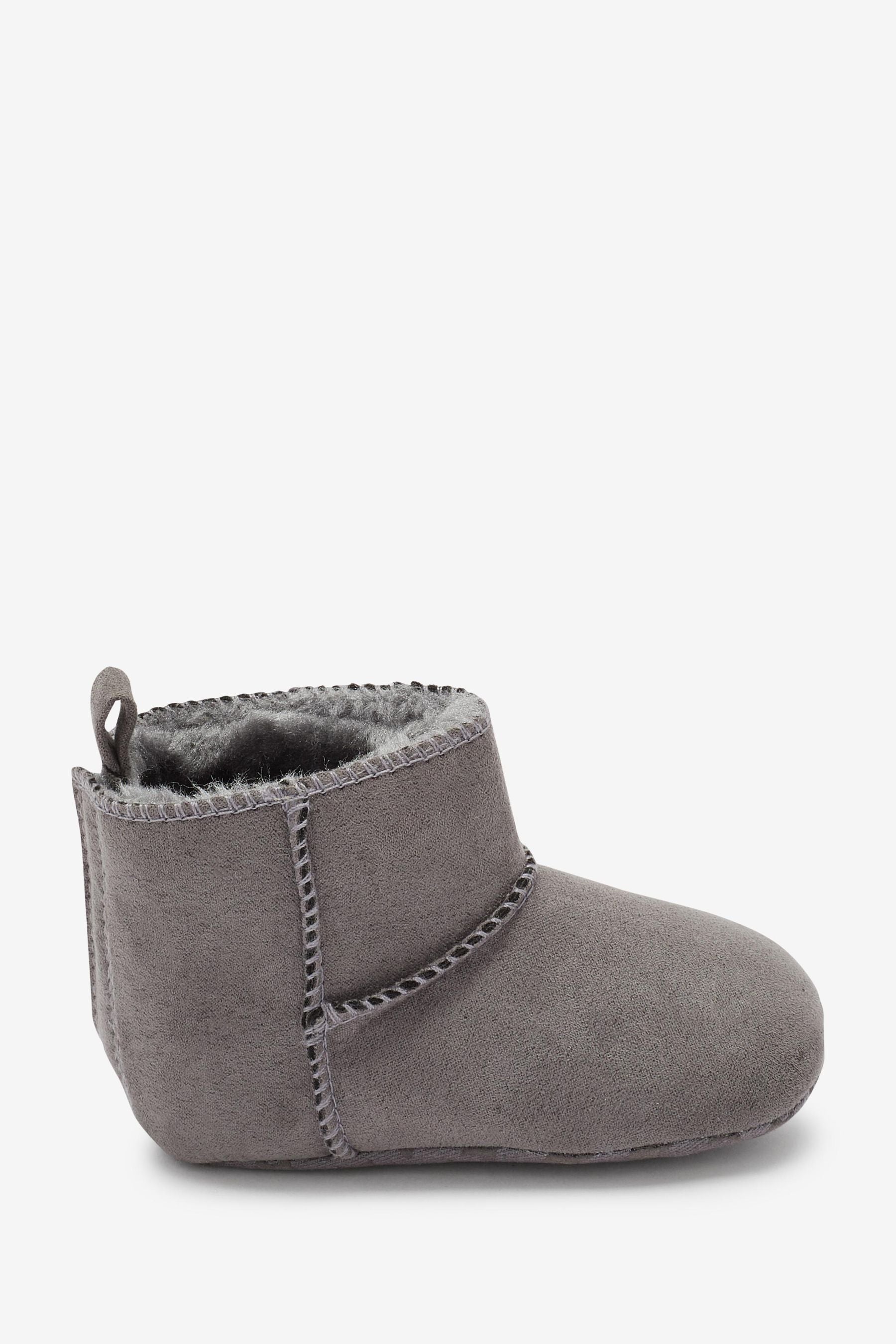 Grey Warm Lined Baby Pull On Boots (0-24mths)