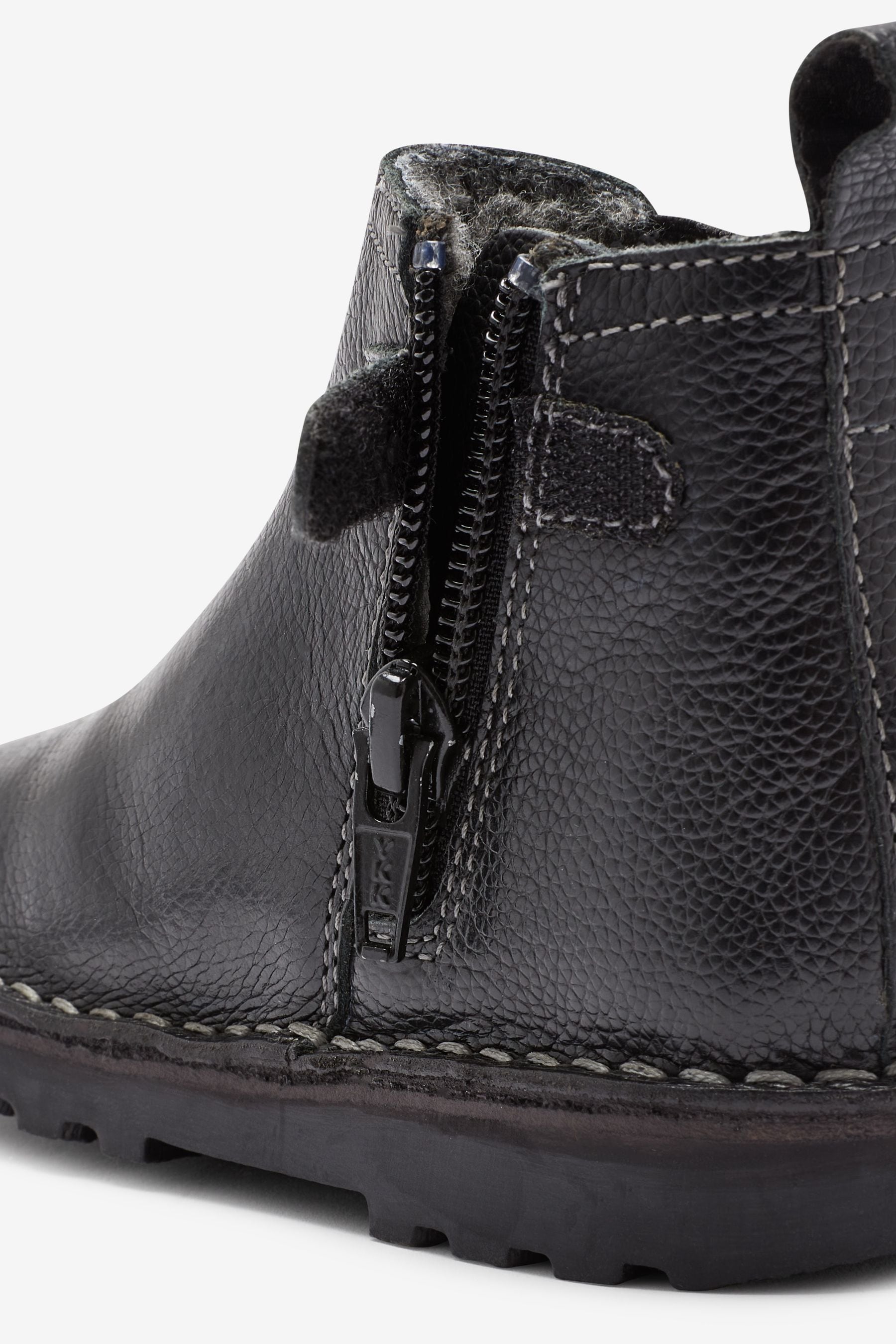 Black Standard Fit (F) Warm Lined Leather Chelsea Boots