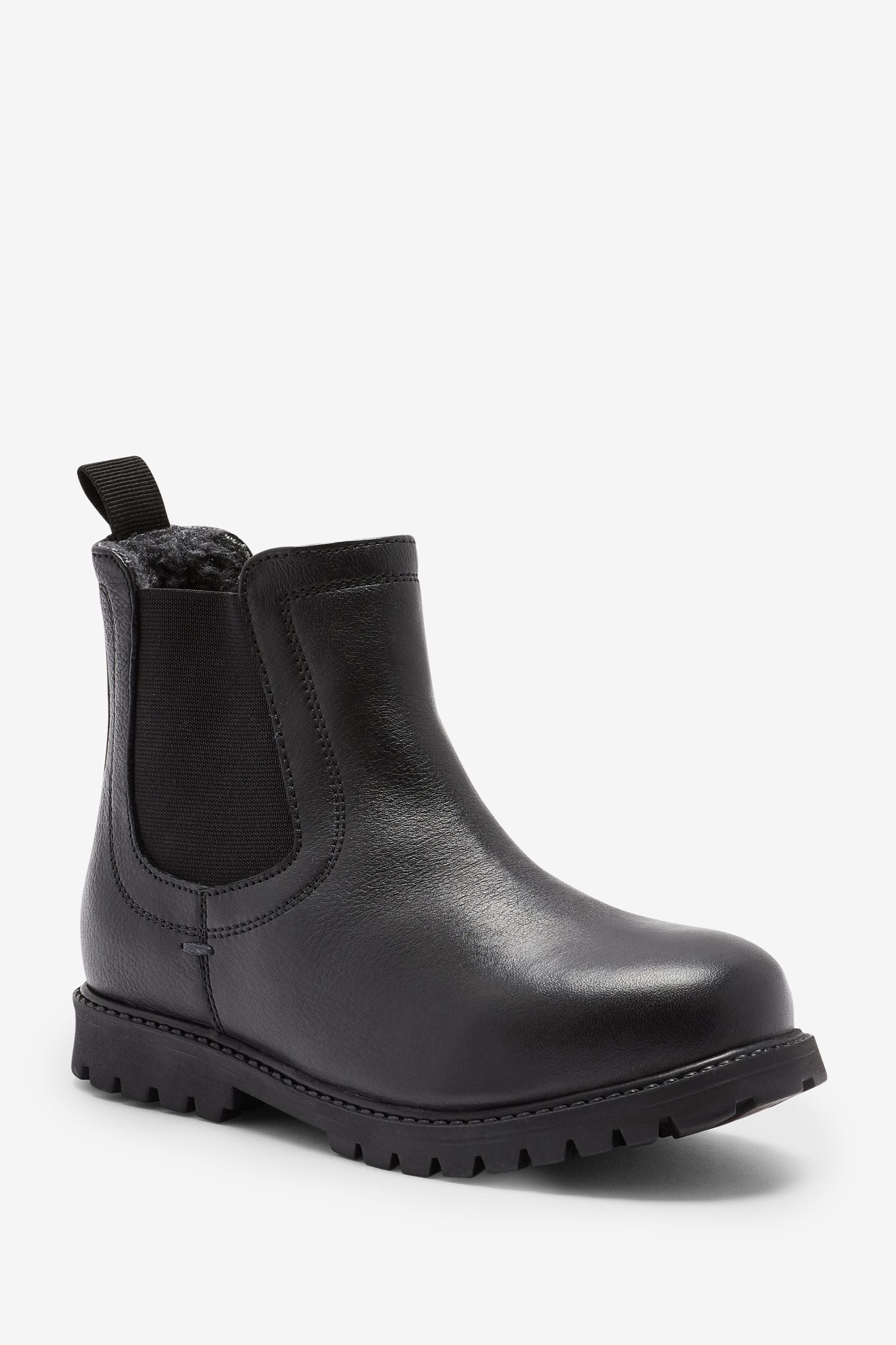 Black Wide Fit (G) Thinsulate™ Warm Lined Leather Chelsea Boots