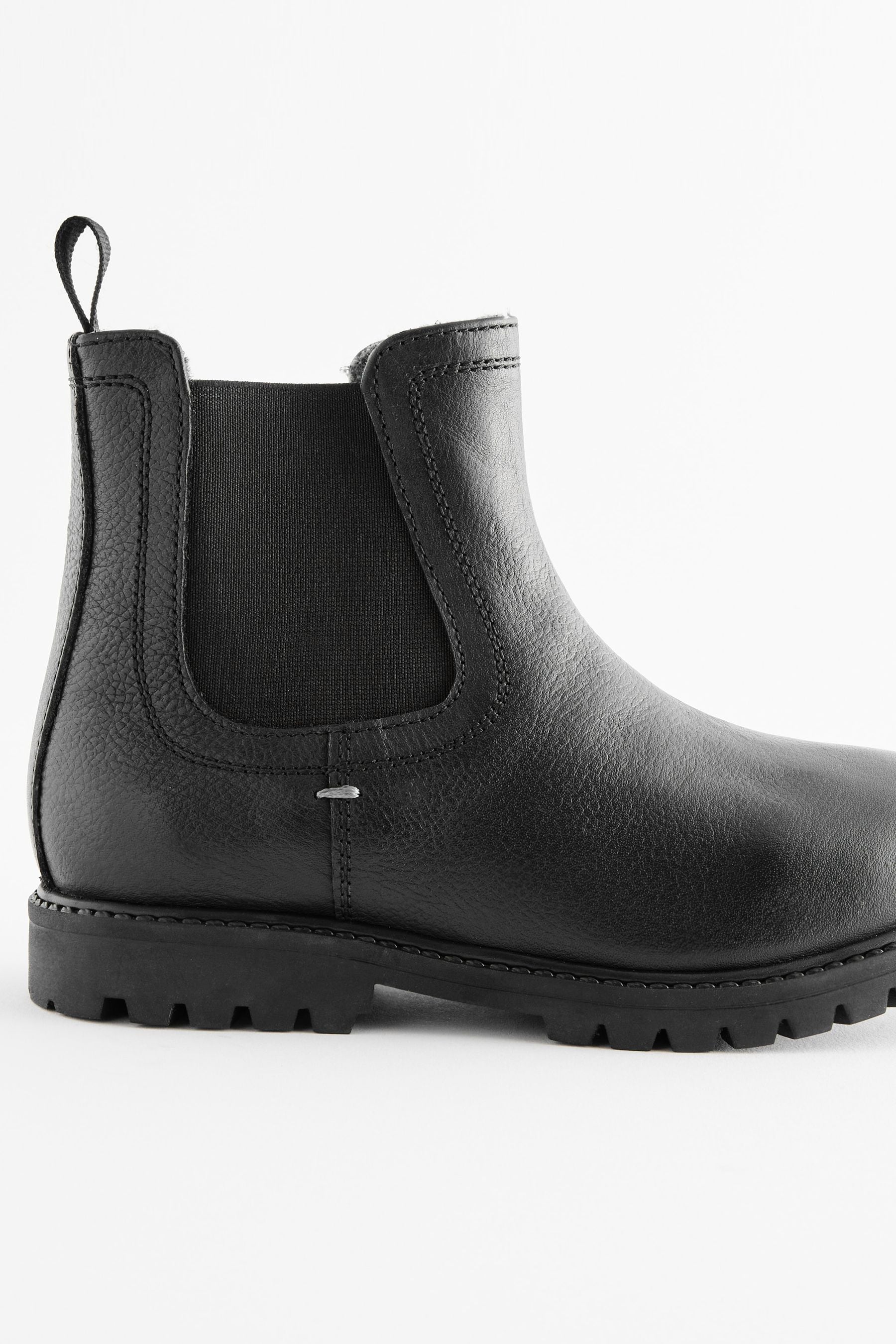 Black Wide Fit (G) Thinsulate™ Warm Lined Leather Chelsea Boots