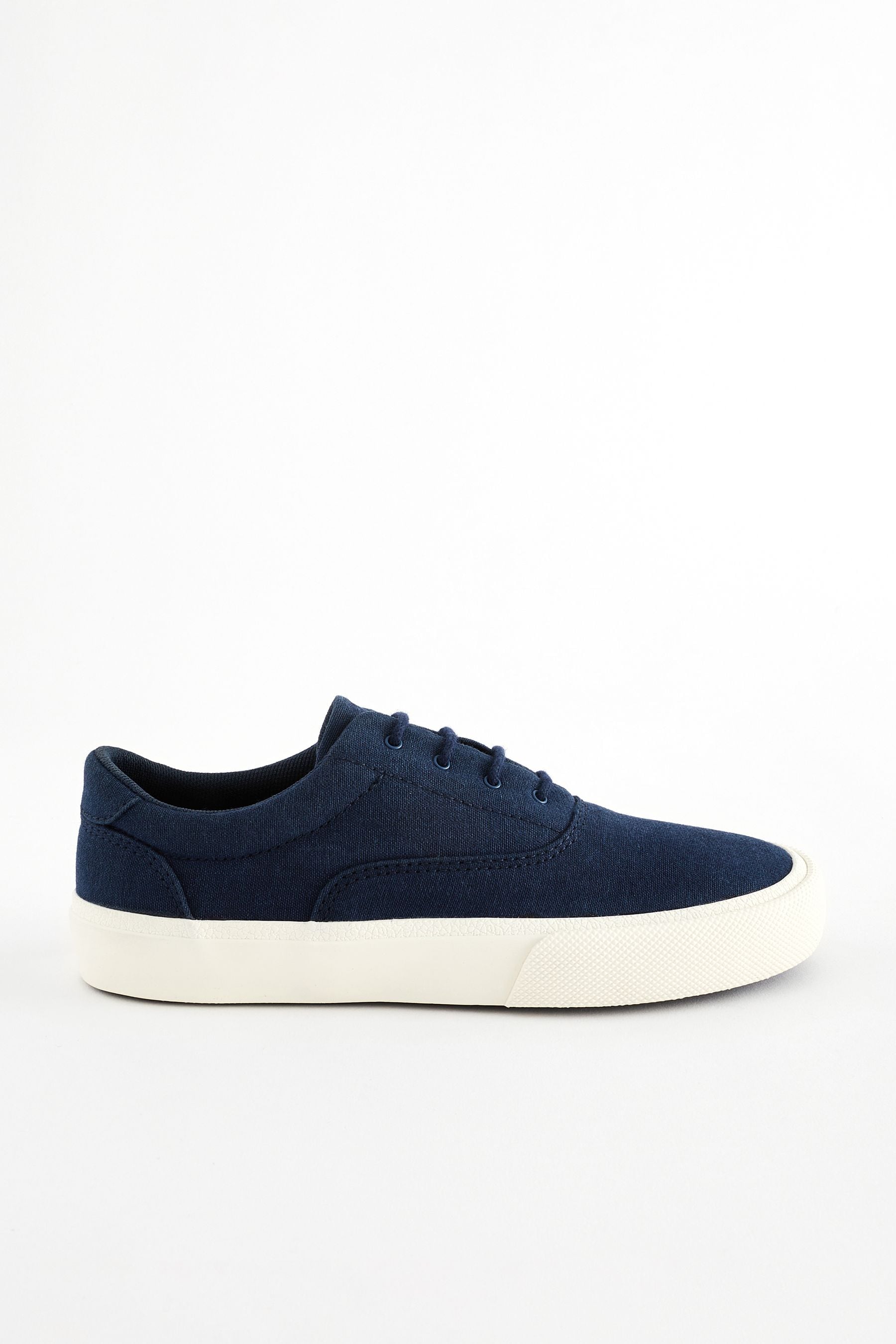 Navy Blue Canvas Oxford Lace-Up Shoes