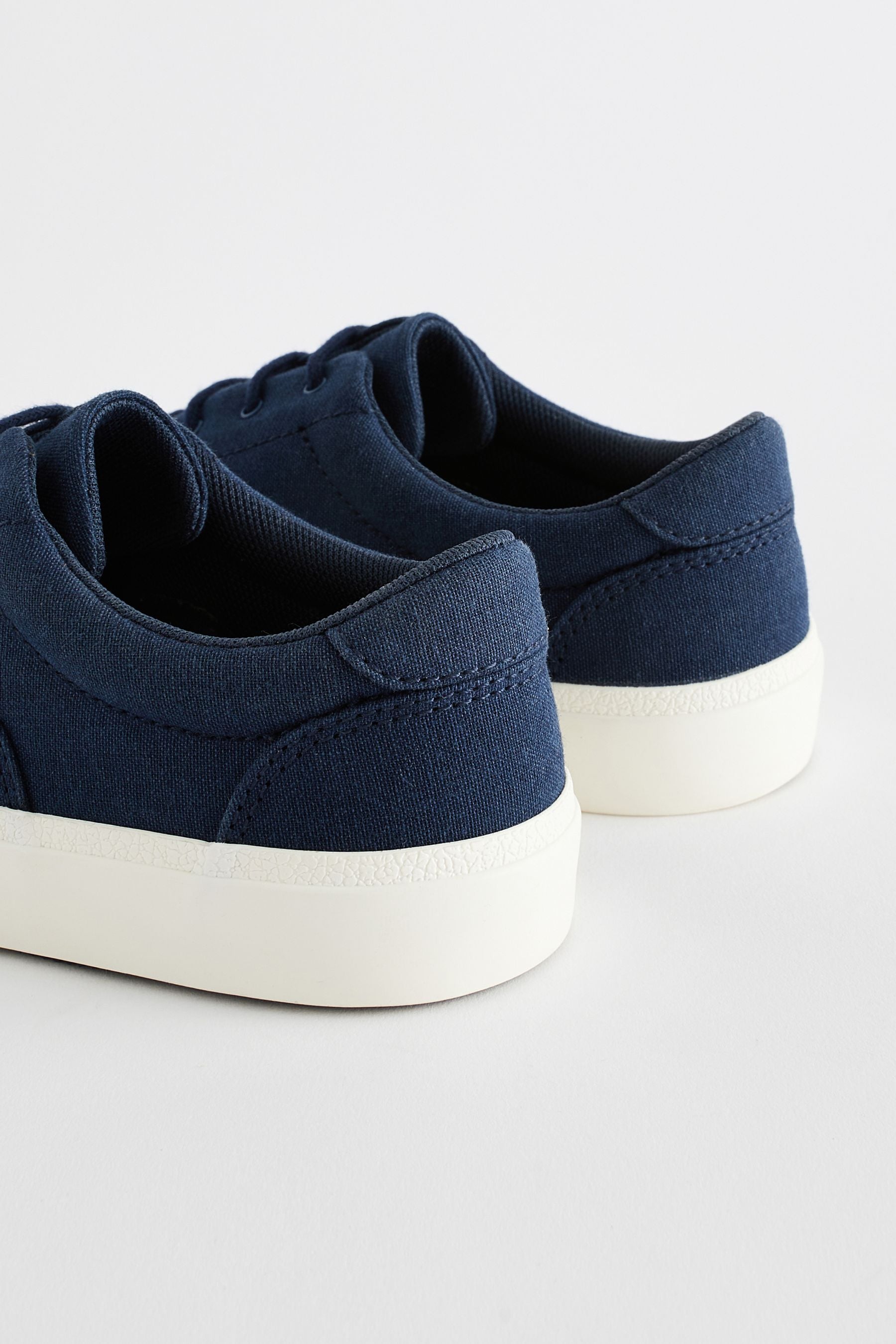 Navy Blue Canvas Oxford Lace-Up Shoes