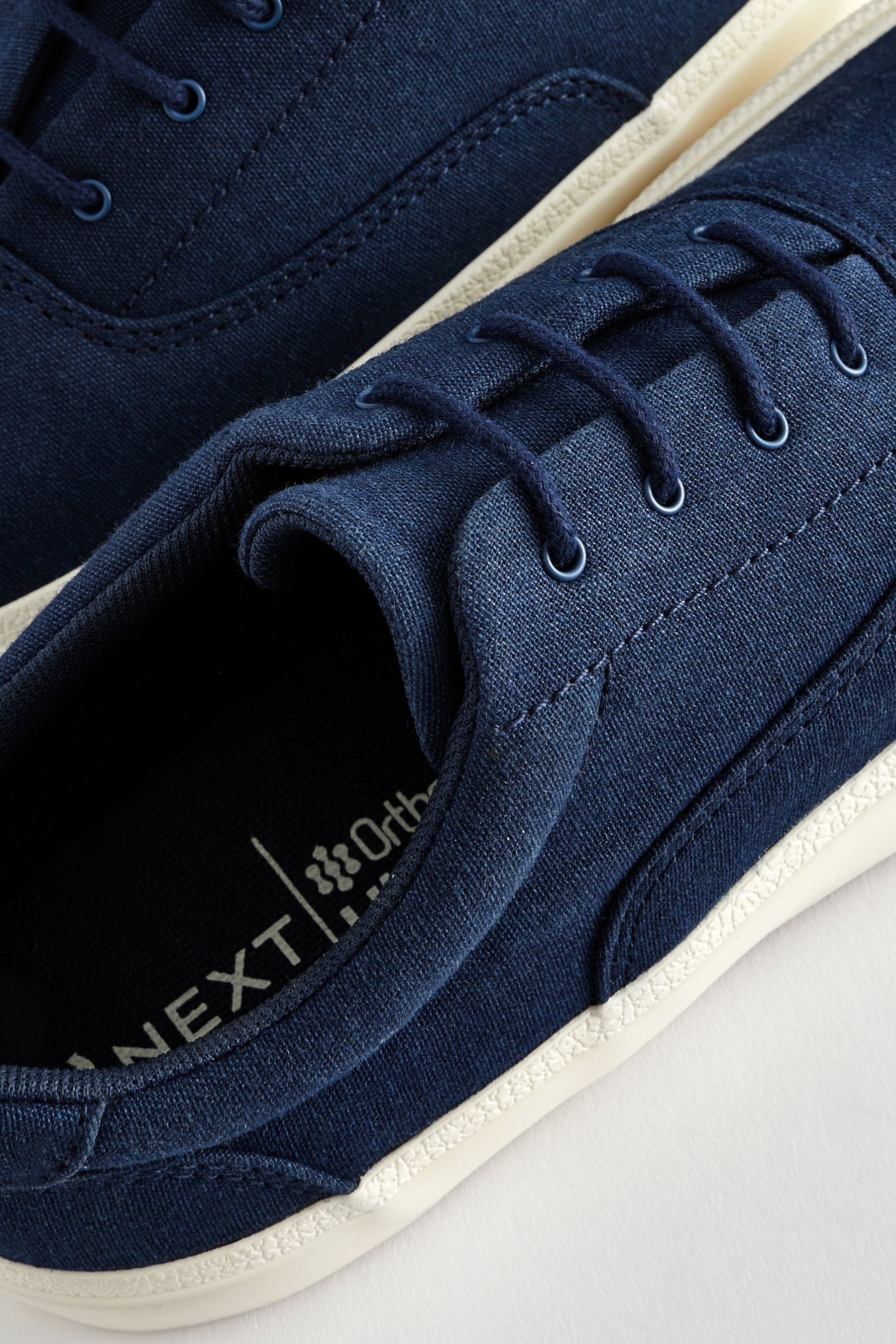 Navy Blue Canvas Oxford Lace-Up Shoes