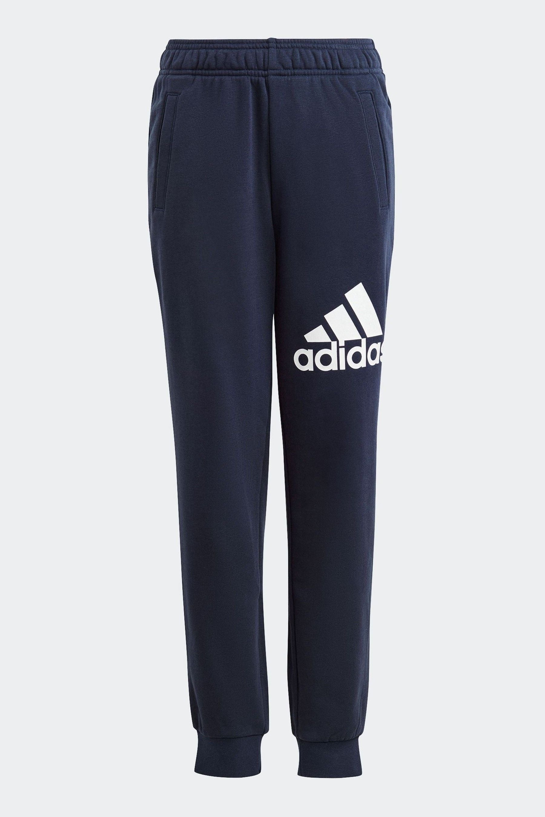 adidas Dark Blue Regular Fit Sportswear Essentials Big Logo Cotton Joggers