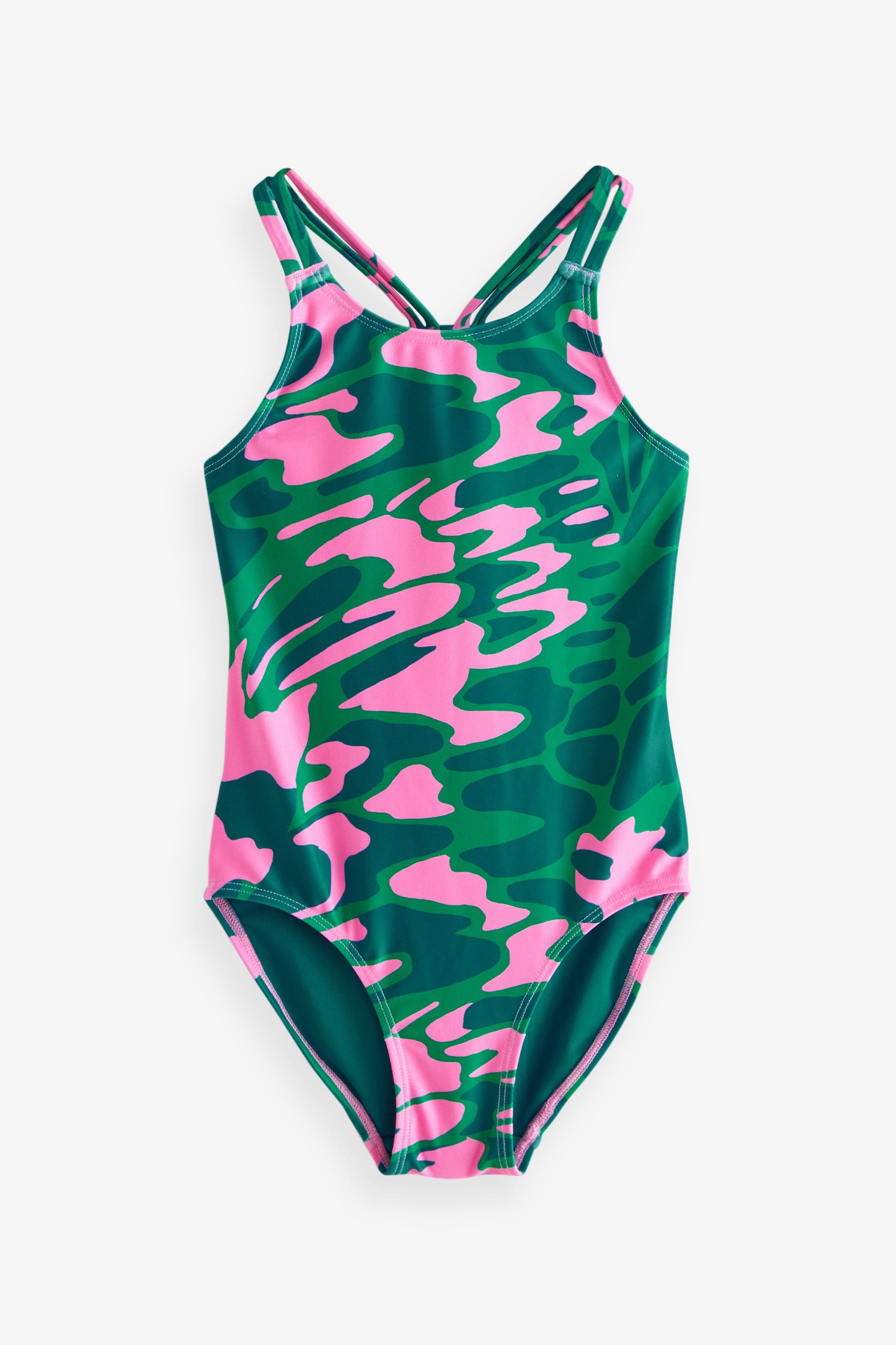 Green/Pink Sports Swimsuit (3-16yrs)