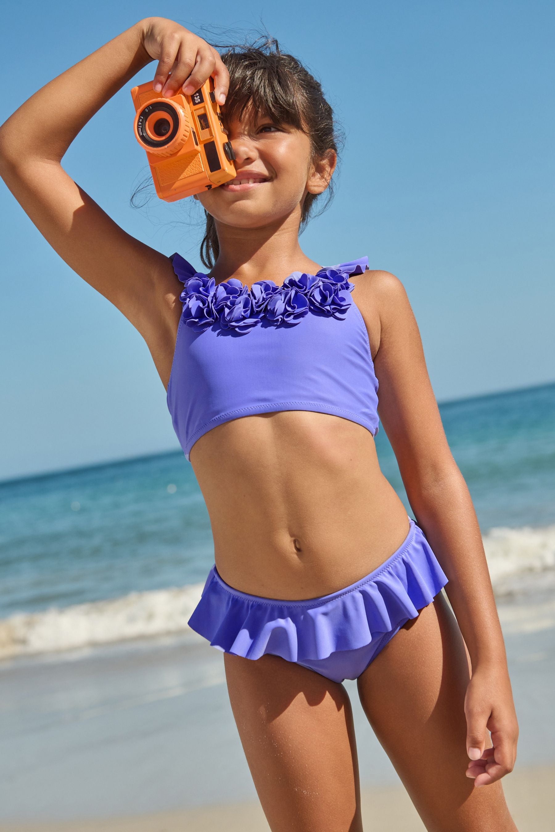 Blue Floral Ruffle Bikini (3-16yrs)