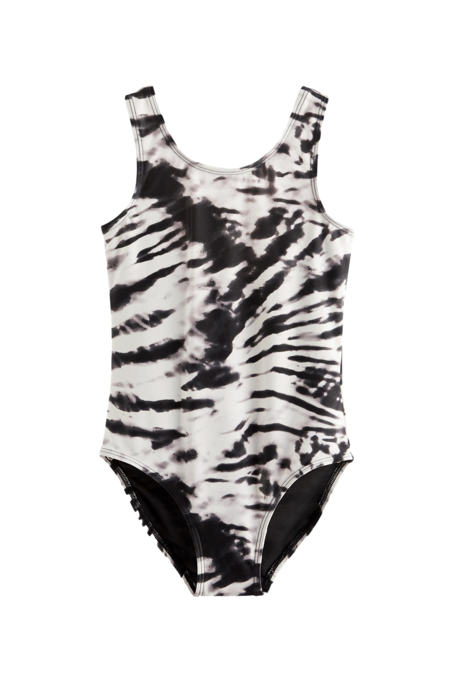 Monochrome Tie Dye Sports Swimsuit (3-16yrs)