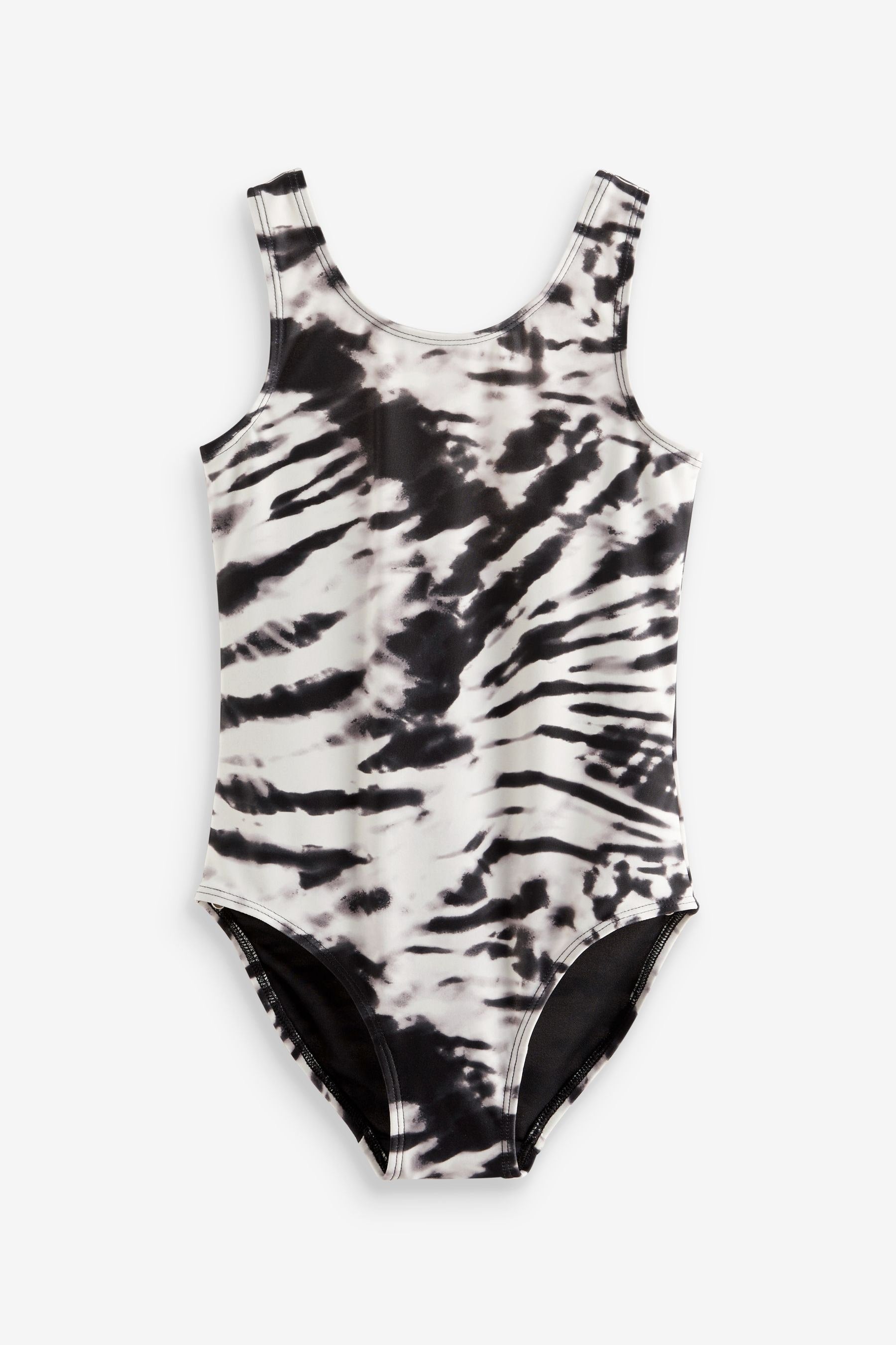 Monochrome Tie Dye Sports Swimsuit (3-16yrs)