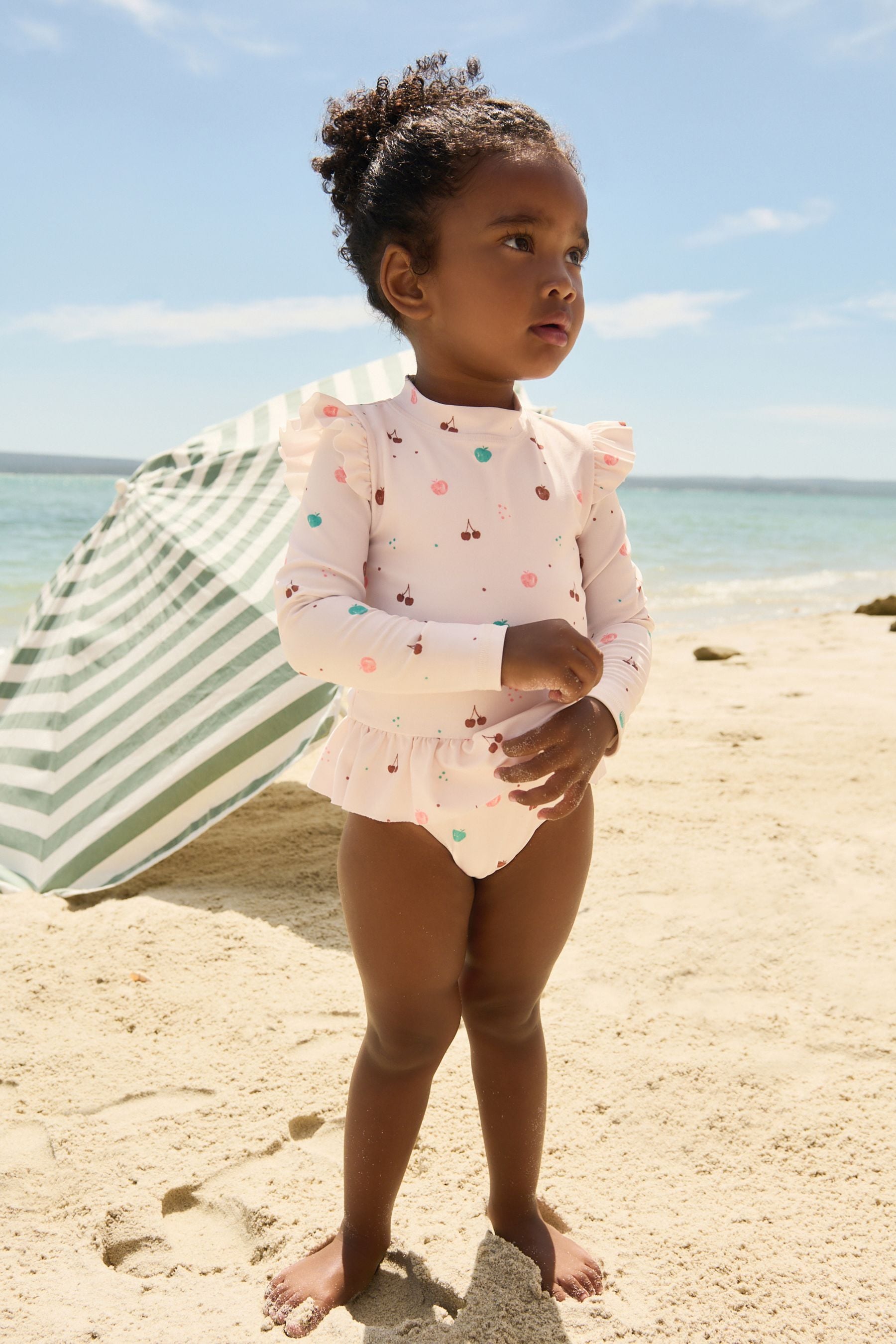 Cream Sunsafe Frill Swimsuit (3mths-7yrs)