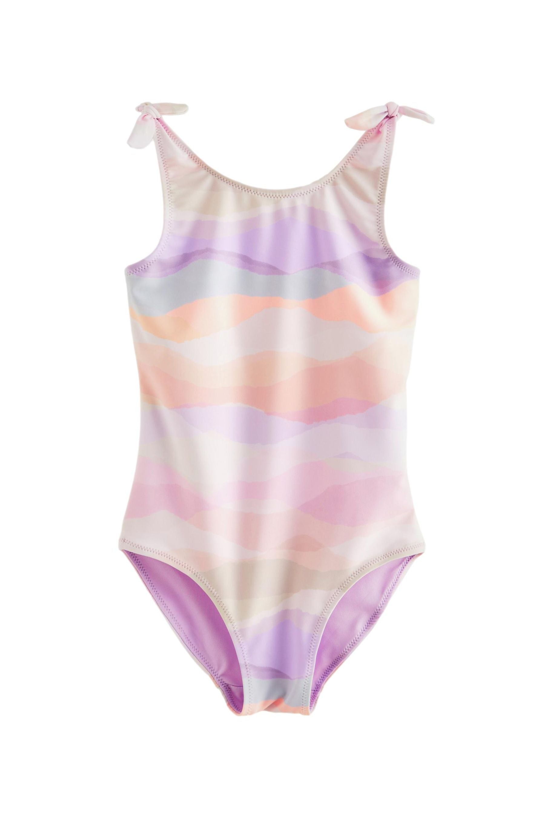 Multi Pastel Wave Tie Shoulder Swimsuit (3-16yrs)