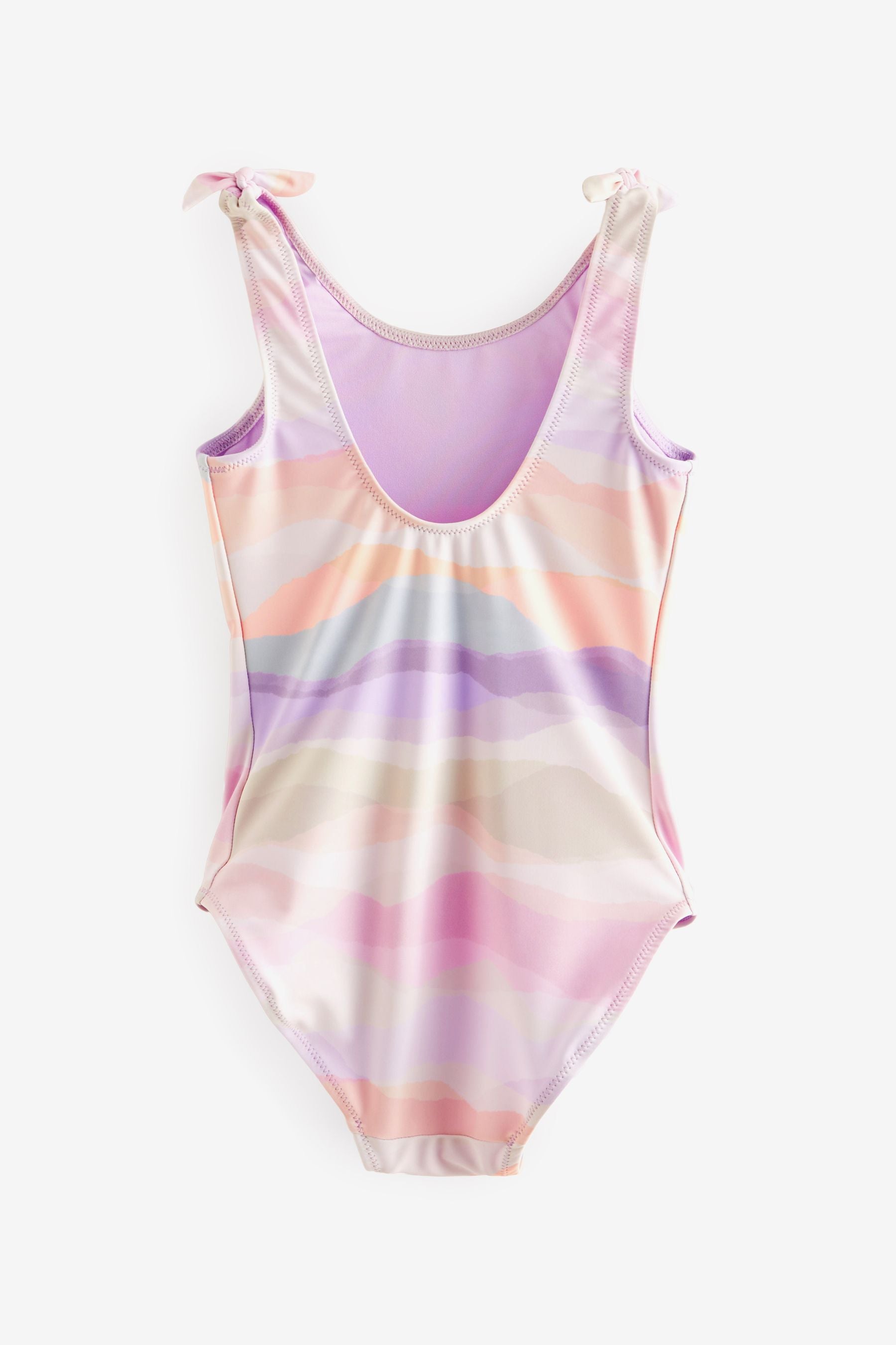 Multi Pastel Wave Tie Shoulder Swimsuit (3-16yrs)