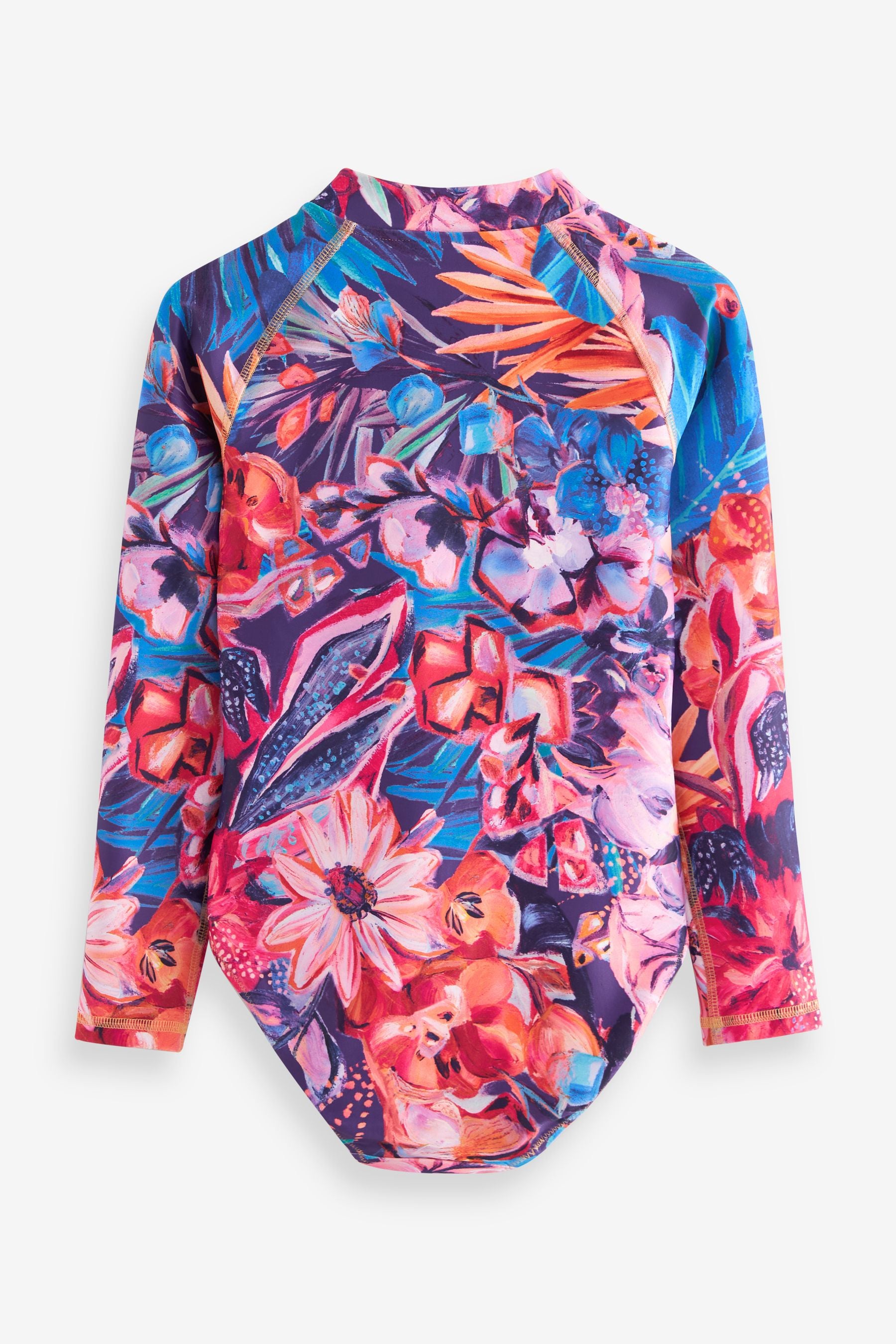 Purple Floral Long Sleeved Swimsuit (3-16yrs)