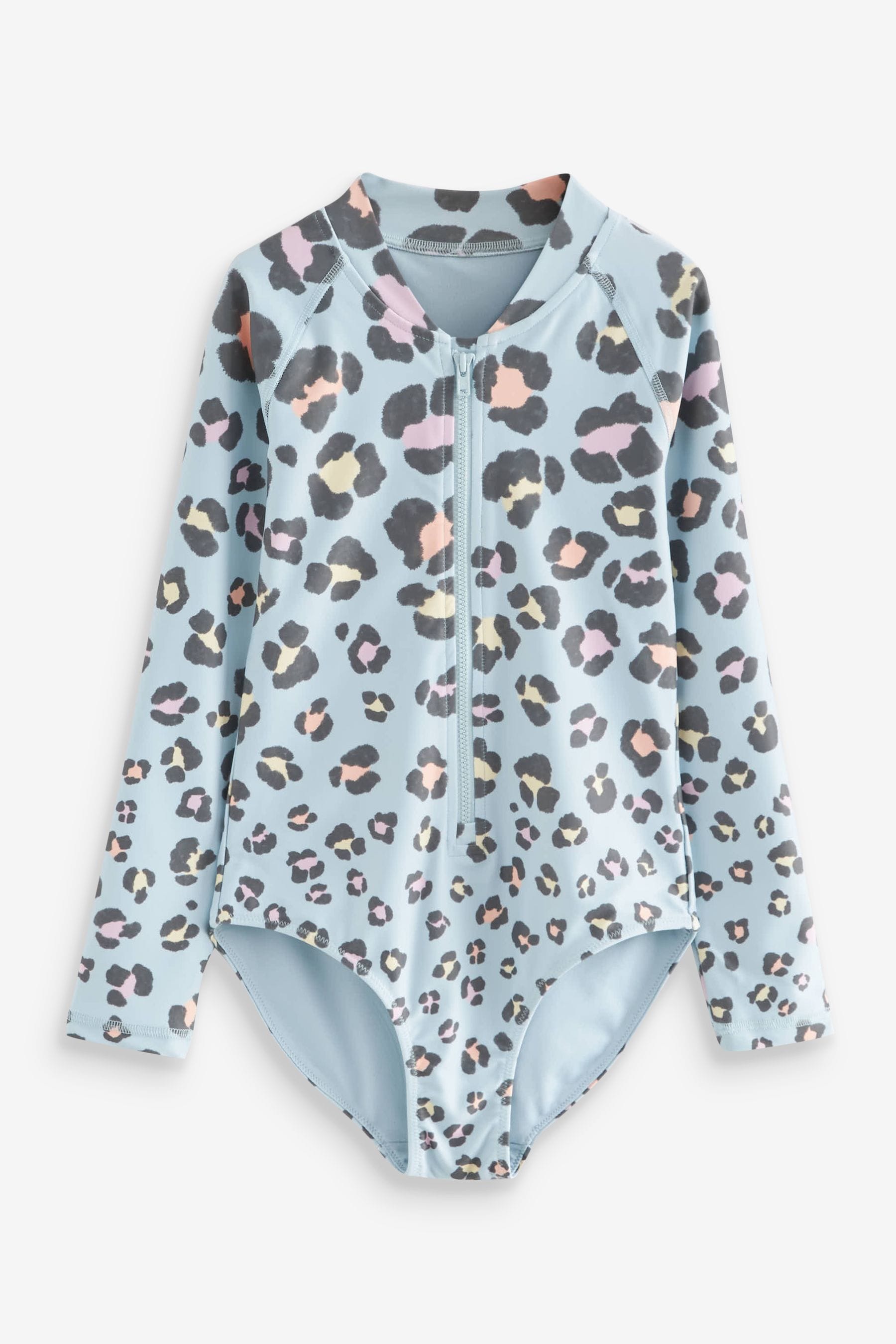 Blue Animal Print Long Sleeved Swimsuit (3-16yrs)