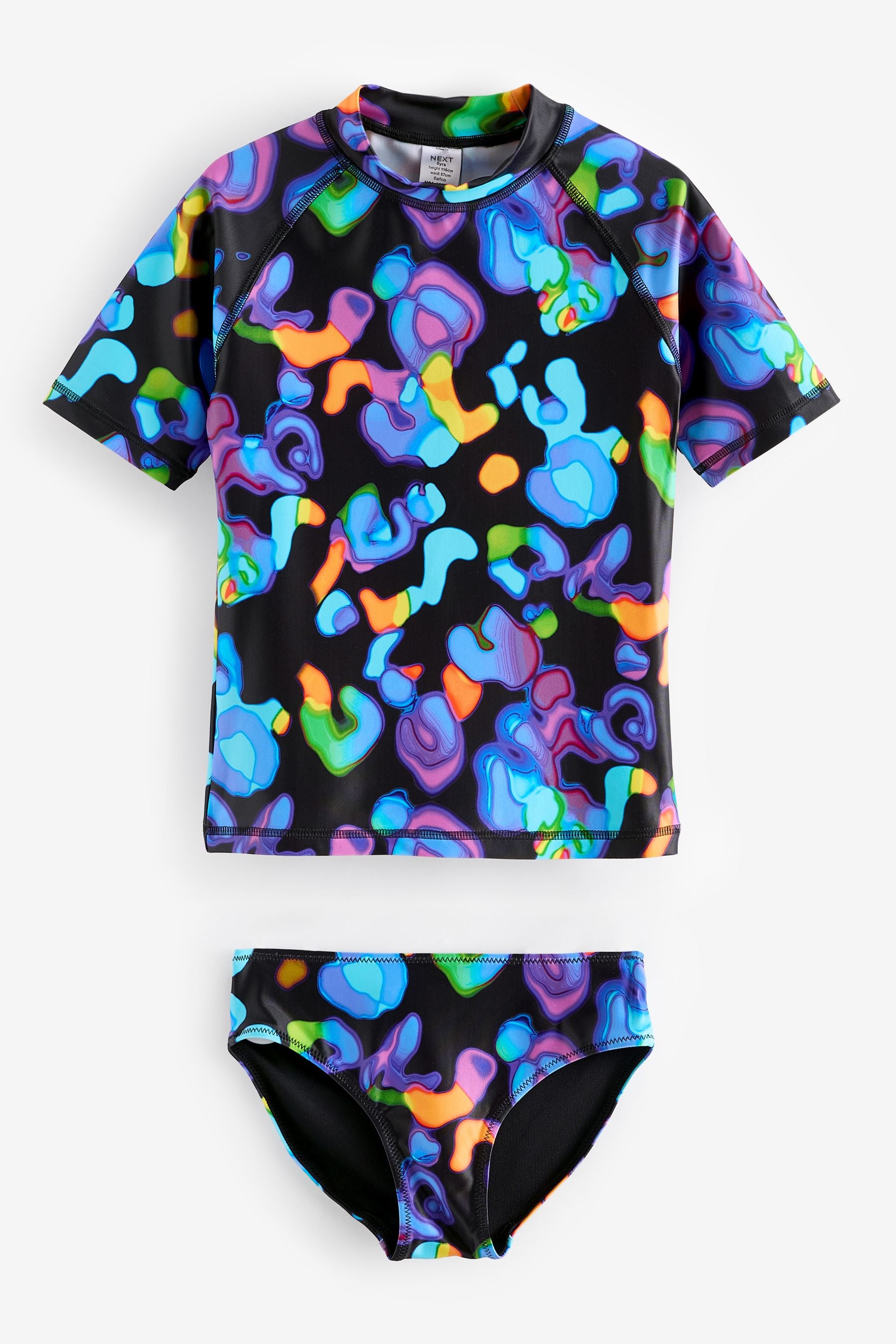 Multi Bright Black Animal Print Rash Vest Set (3-16yrs)