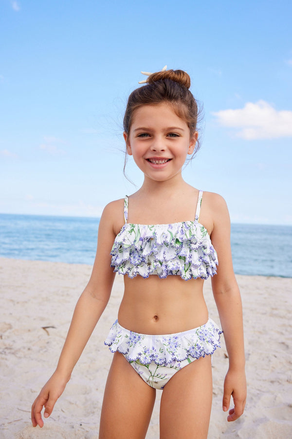 Blue Floral Tiered Bikini (3-16yrs)