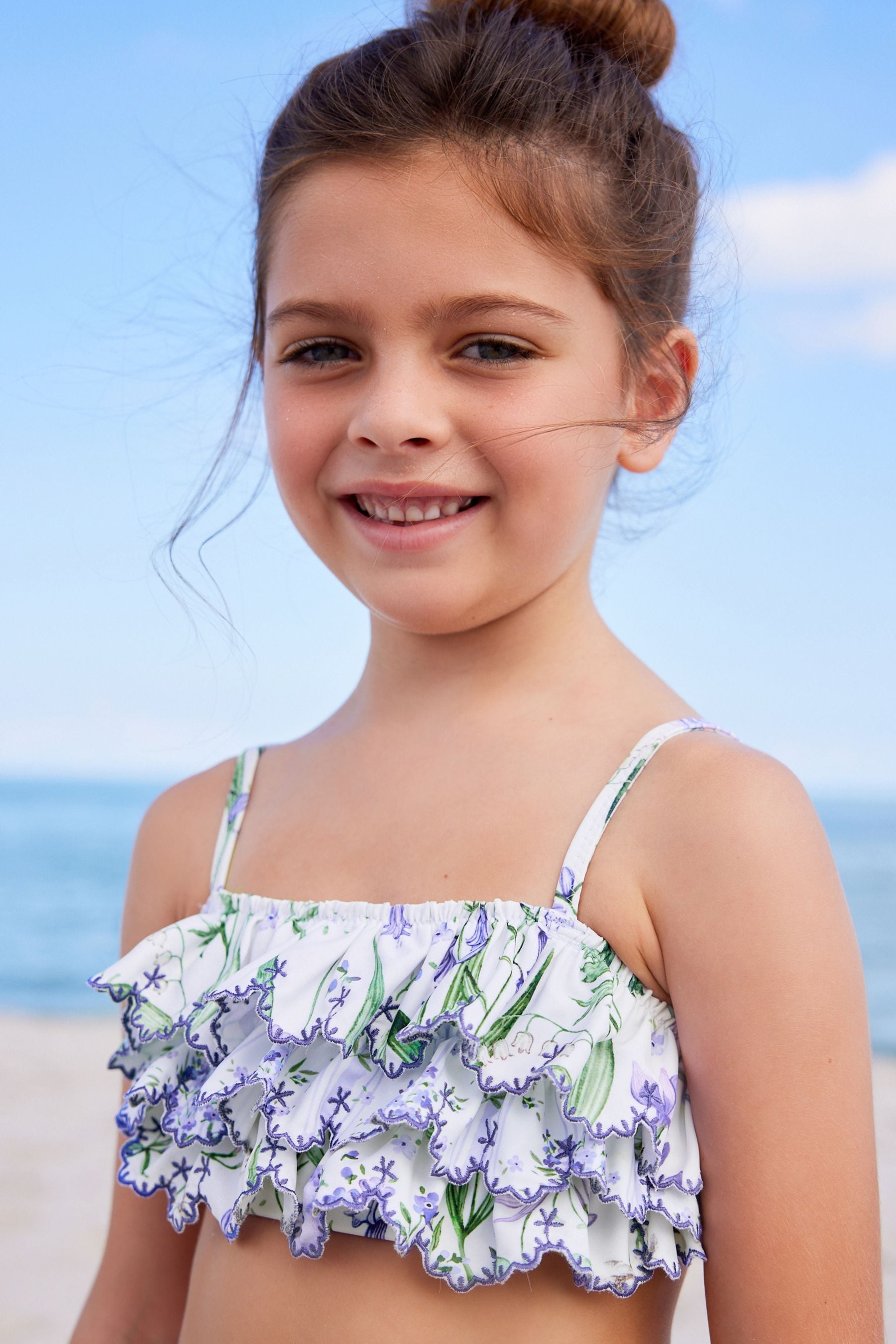 Blue Floral Tiered Bikini (3-16yrs)