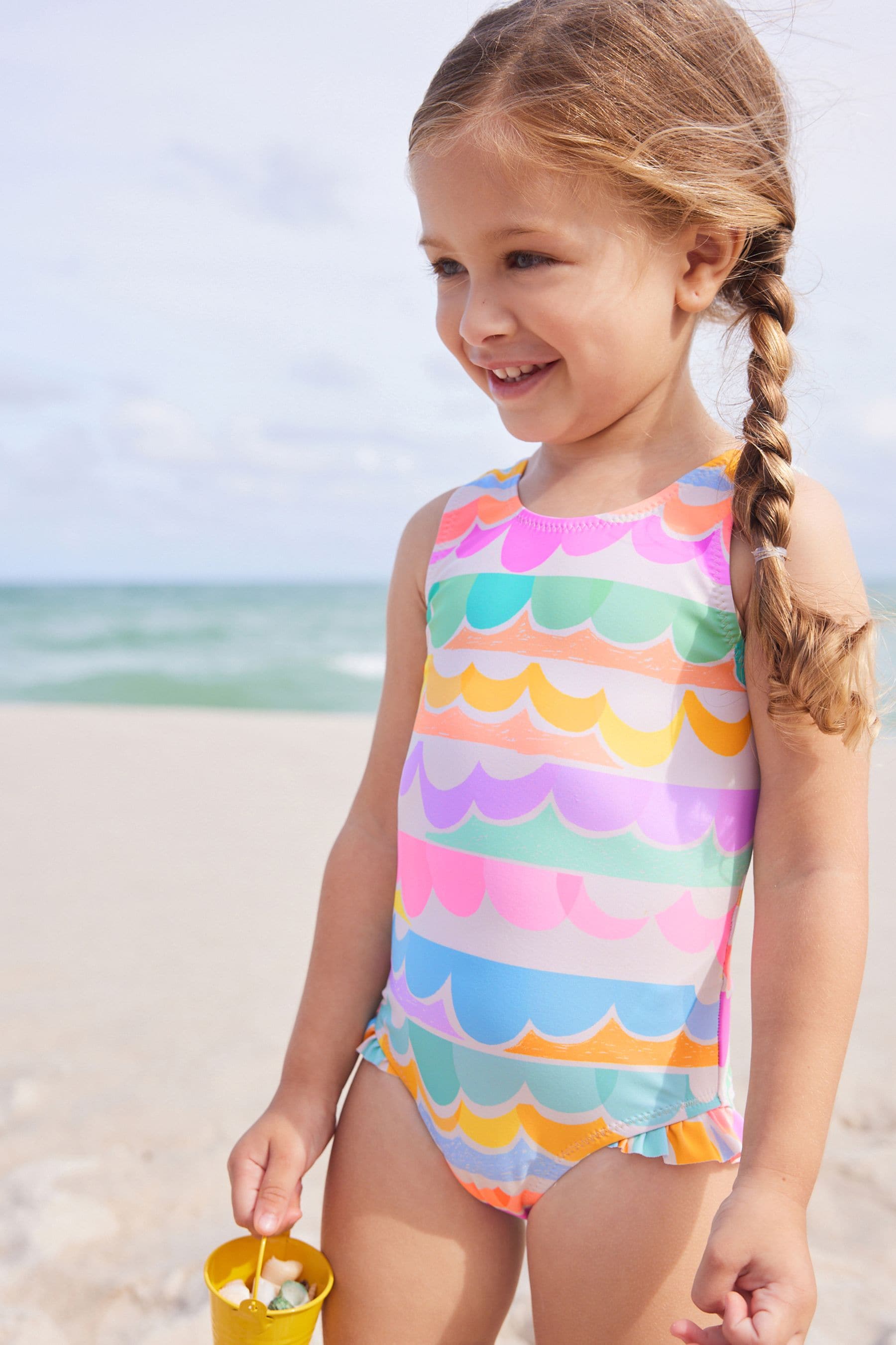 Multi Scallop Rainbow Frill Swimsuit (3mths-7yrs)